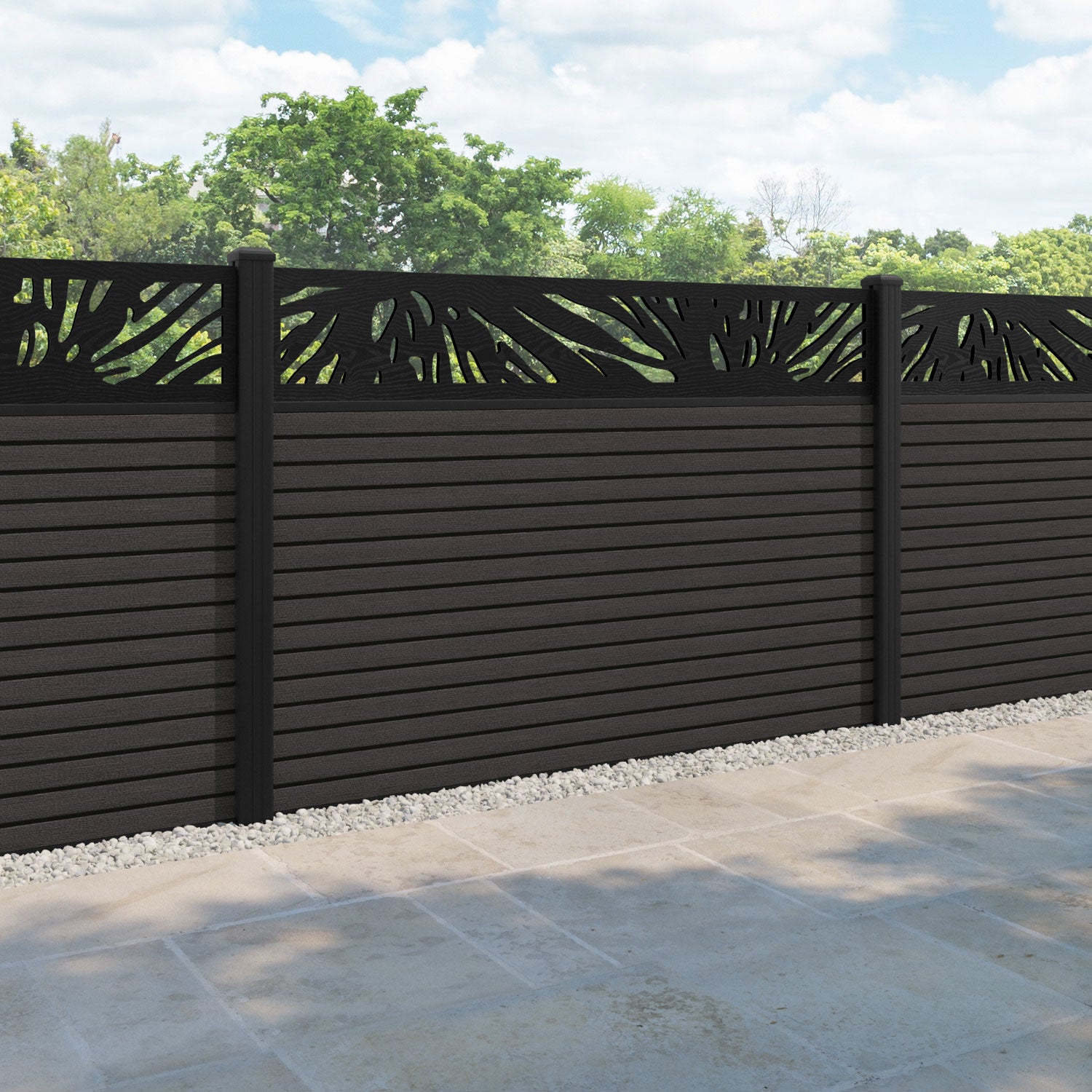 Hudson Poppy Fence Panel - Dark Oak - with our aluminium posts