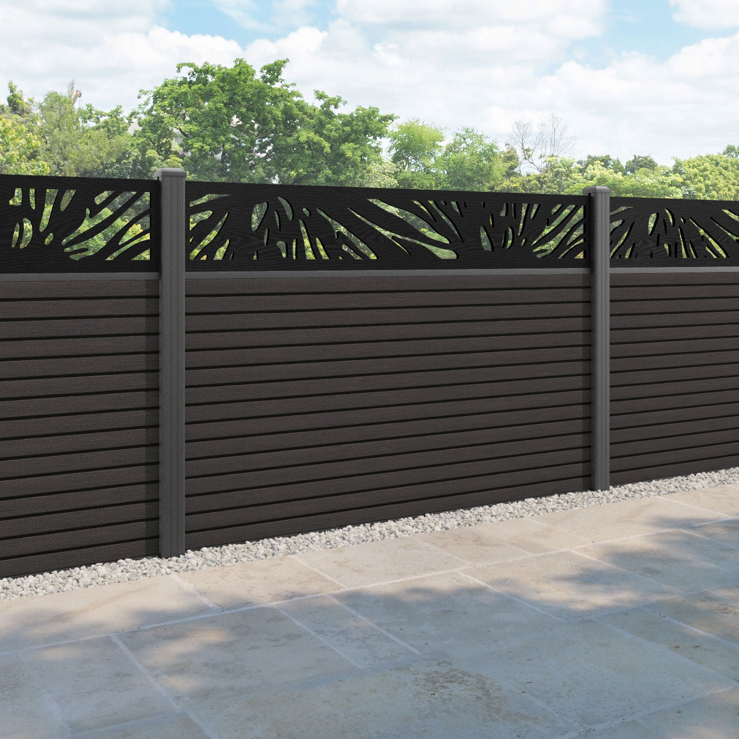 Hudson Poppy Fence Panel - Dark Oak - with our aluminium posts