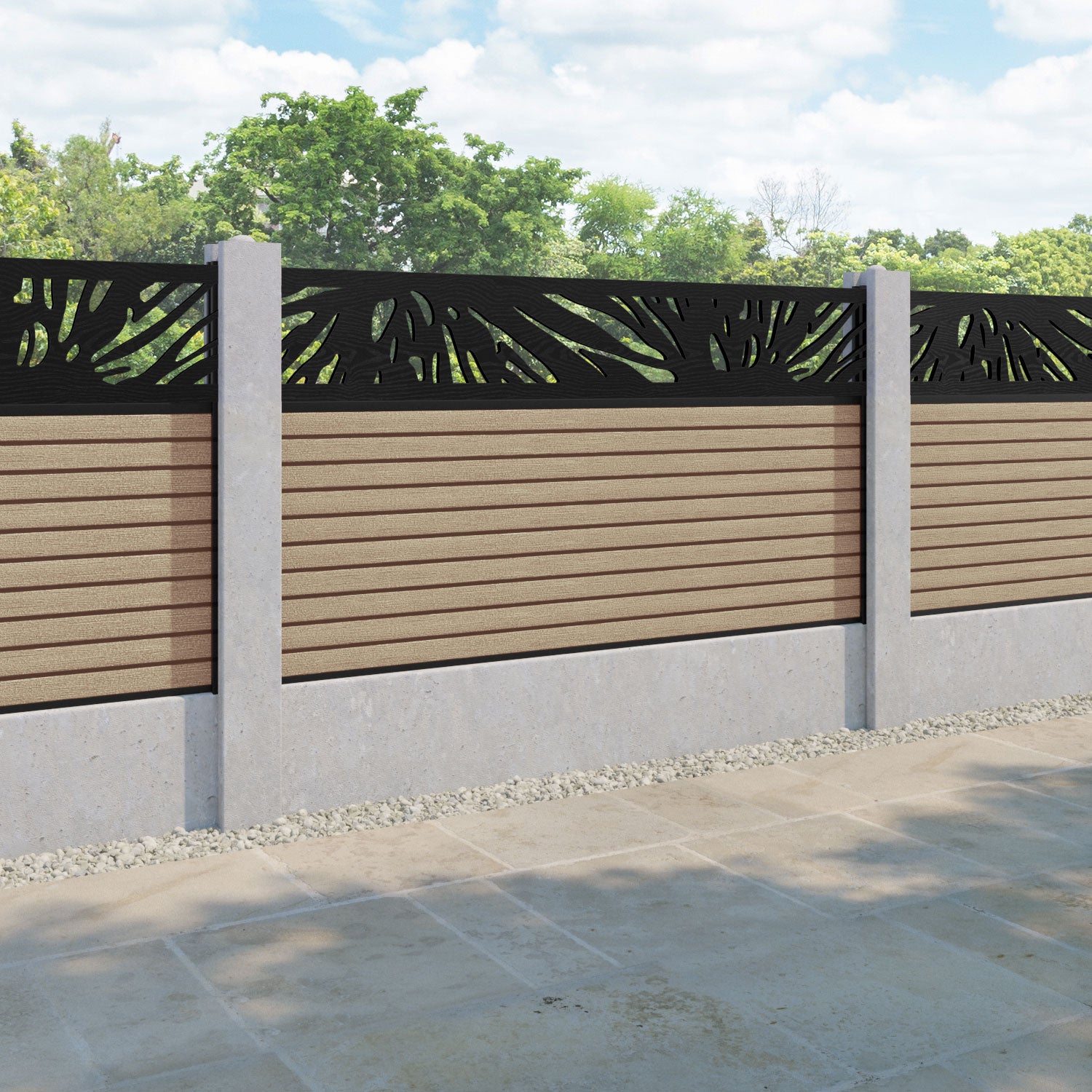 Hudson Poppy Fence Panel - Light Oak - for existing concrete posts