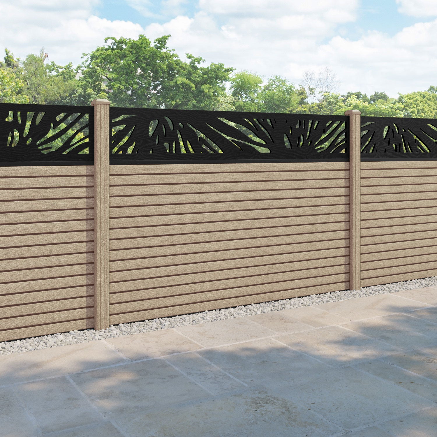 Hudson Poppy Fence Panel - Light Oak - with our composite posts