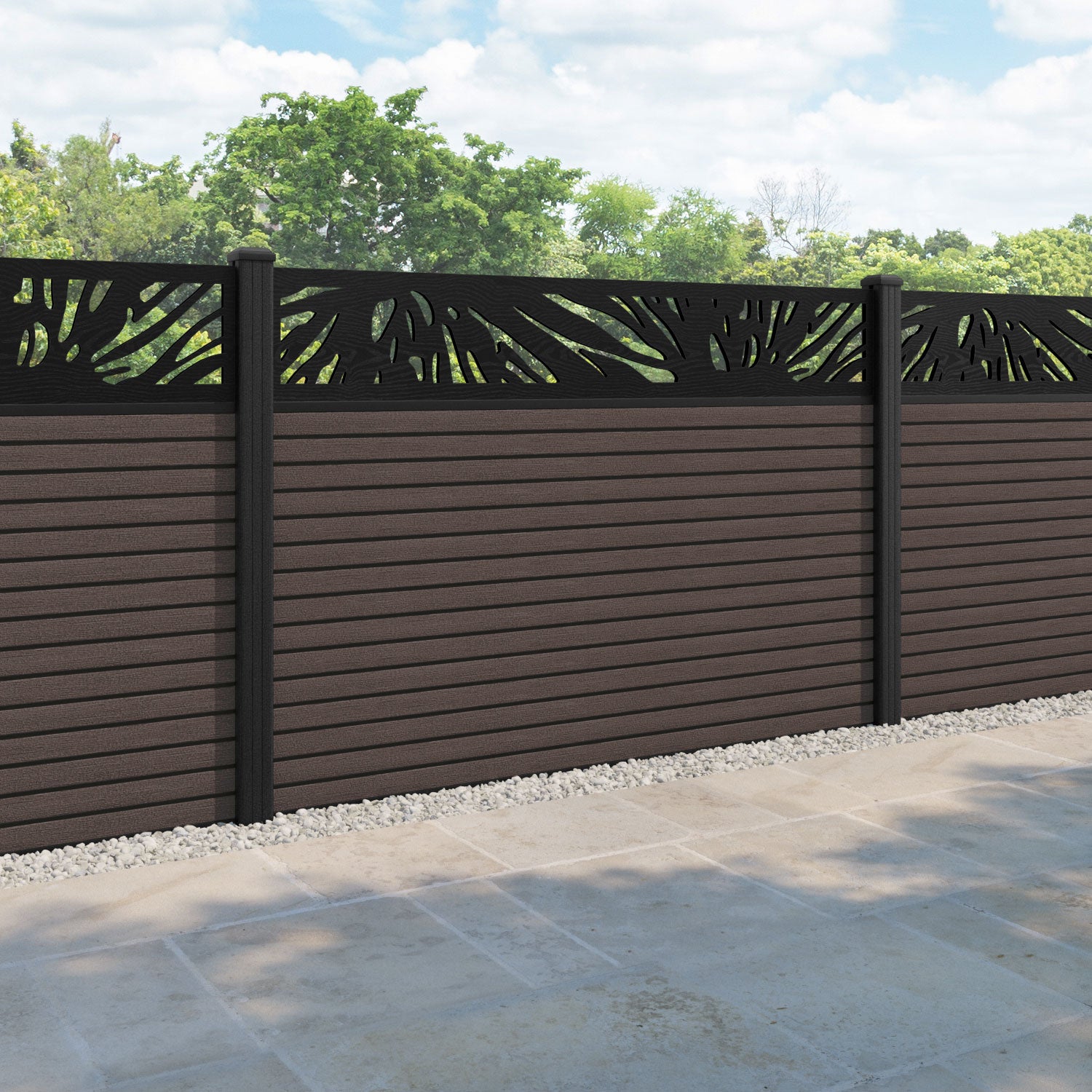 Hudson Poppy Fence Panel - Mid Brown - with our composite posts