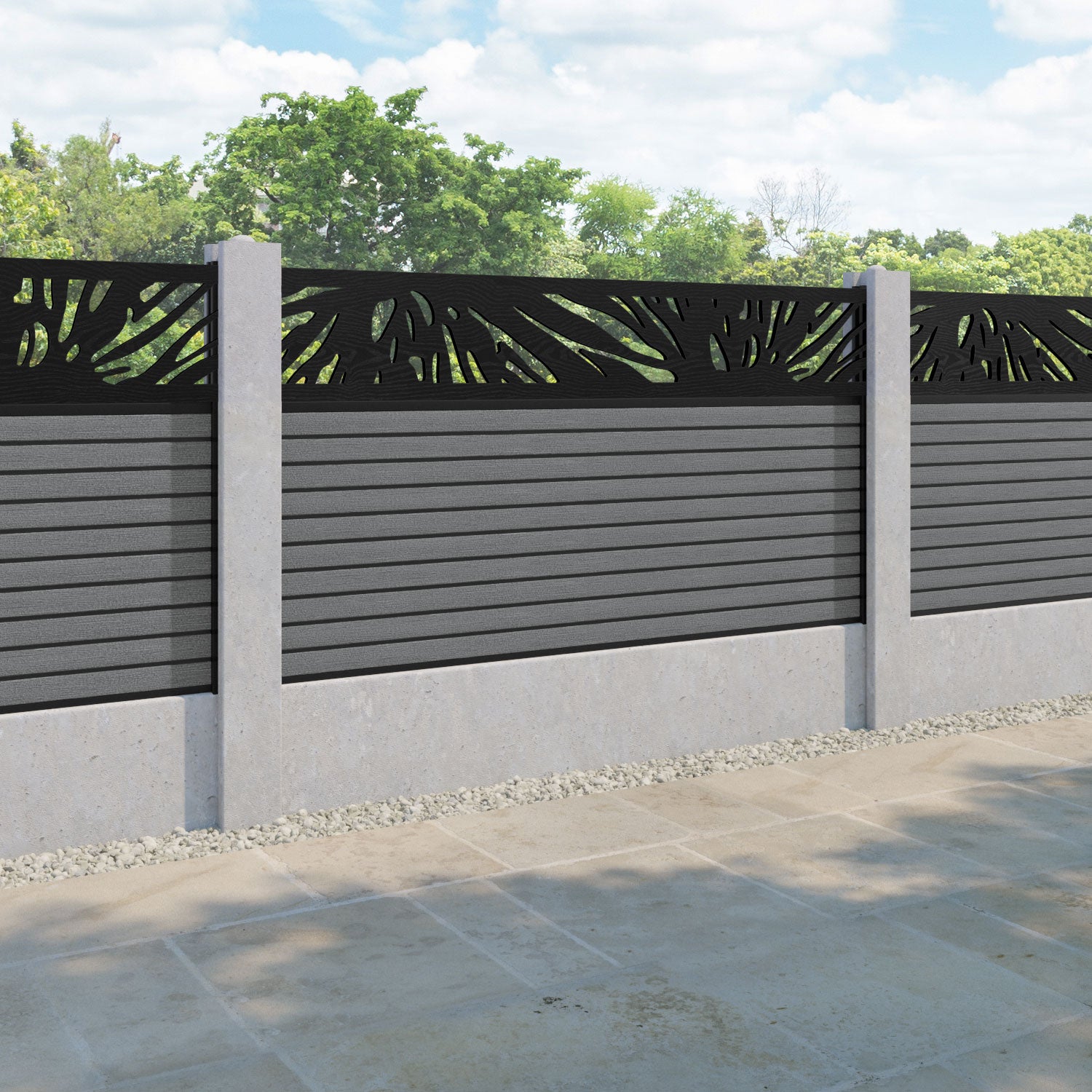 Hudson Poppy Fence Panel - Mid Grey - for existing concrete posts