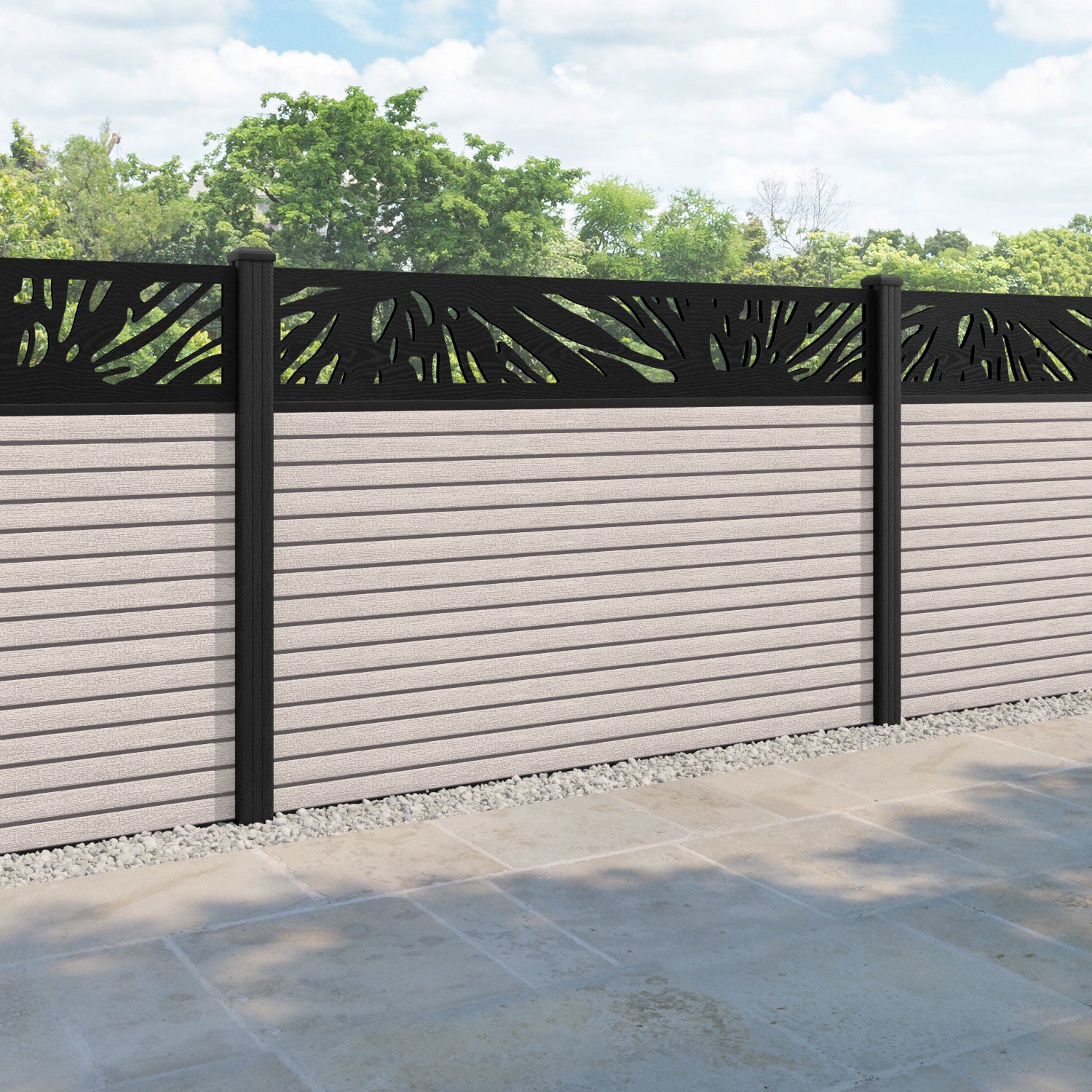 Hudson Poppy Fence Panel - Mid Stone - with our composite posts
