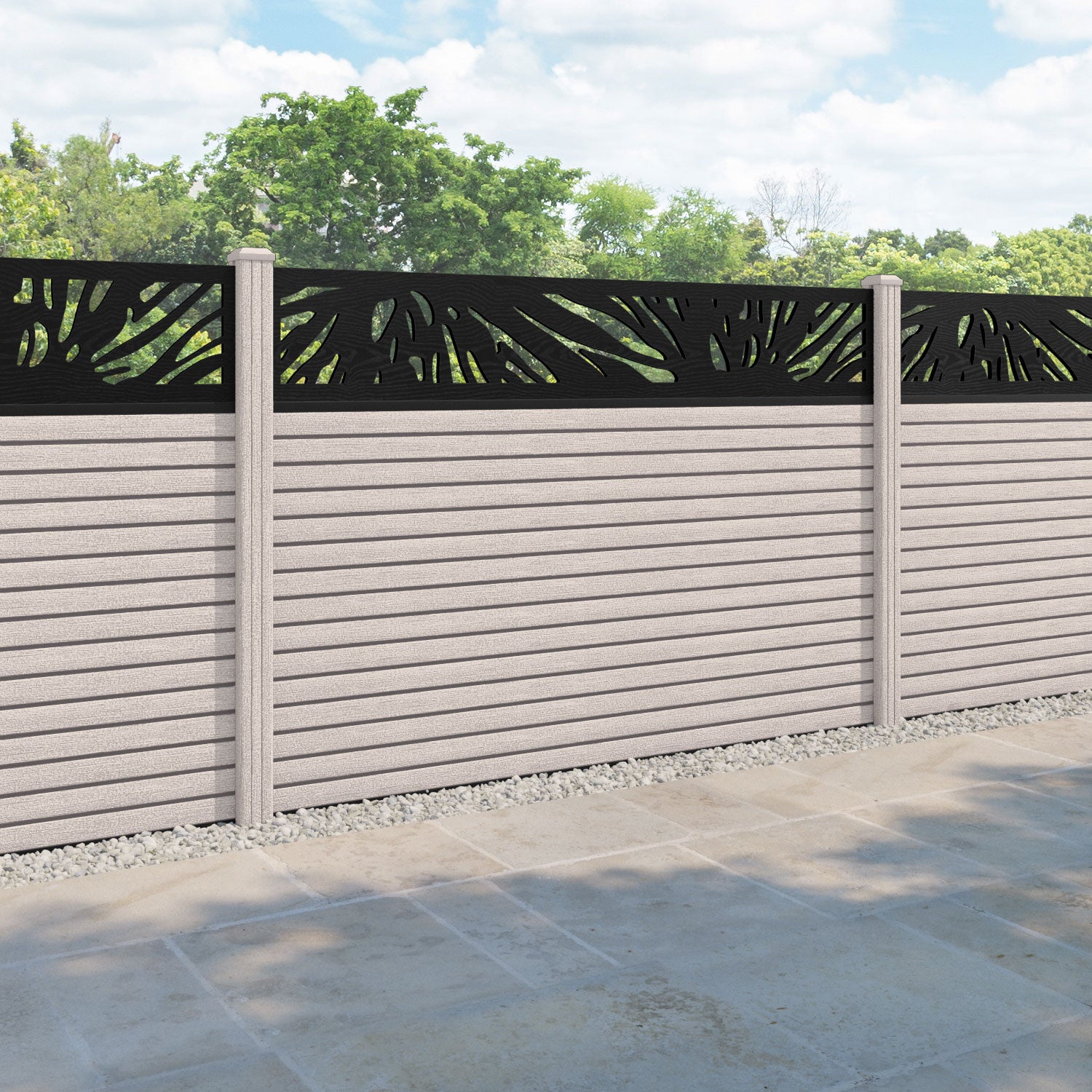 Hudson Poppy Fence Panel - Mid Stone - with our composite posts