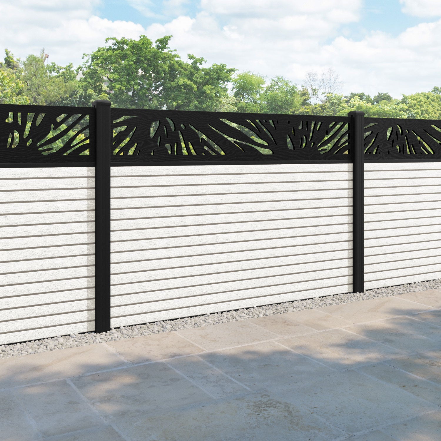 Hudson Poppy Fence Panel - Light Stone - with our aluminium posts