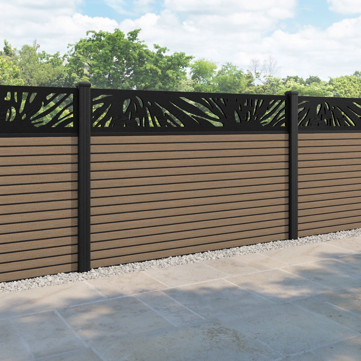 Hudson Poppy Fence Panel - Teak - with our composite posts
