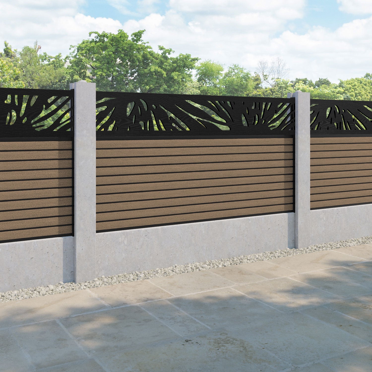 Hudson Poppy Fence Panel - Teak - for existing concrete posts