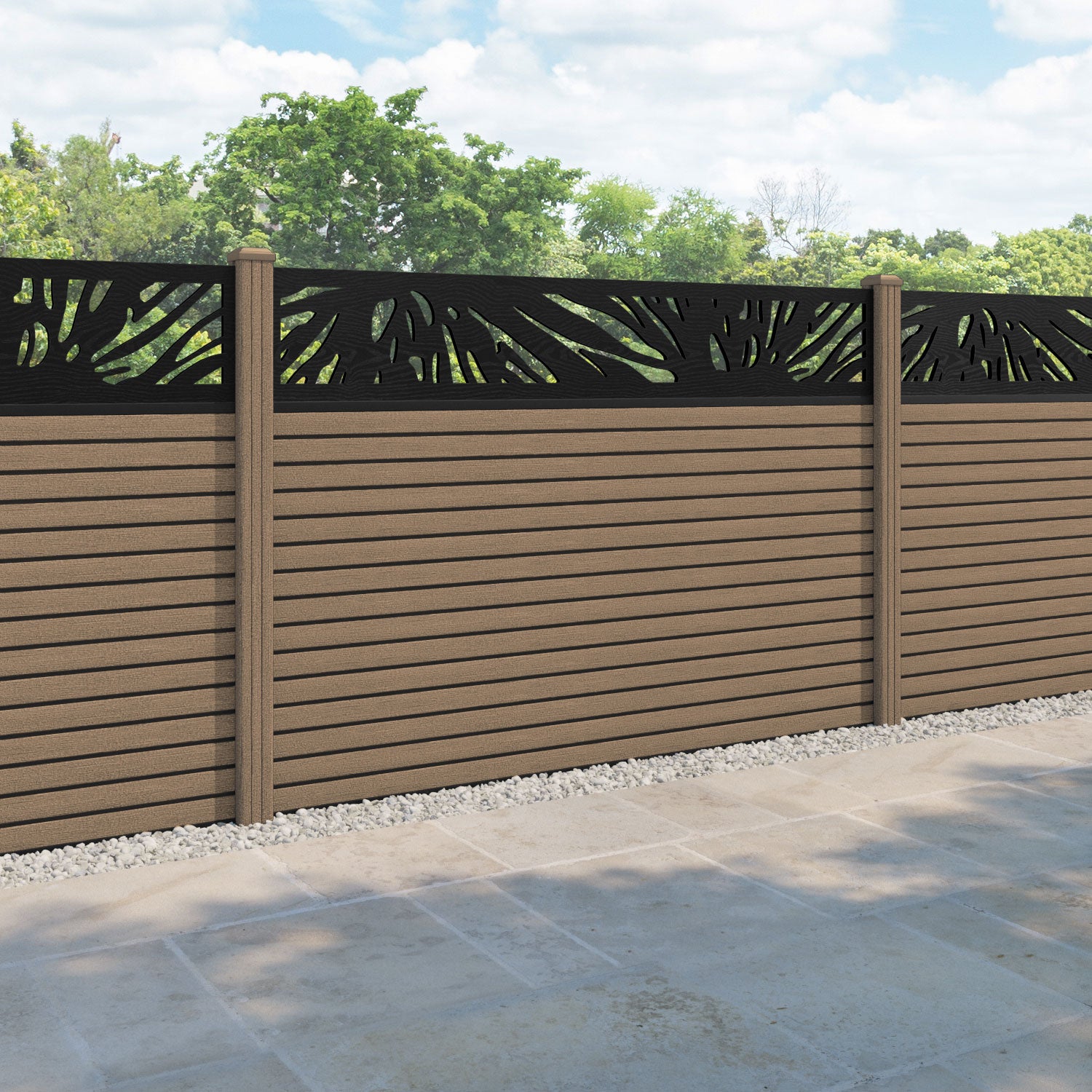 Hudson Poppy Fence Panel - Teak - with our composite posts