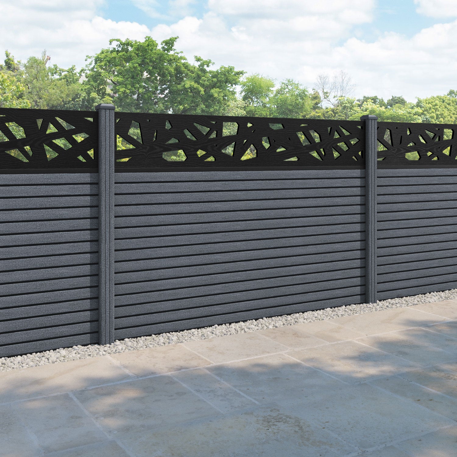 Hudson Prism Fence Panel - Anthracite - with our composite posts