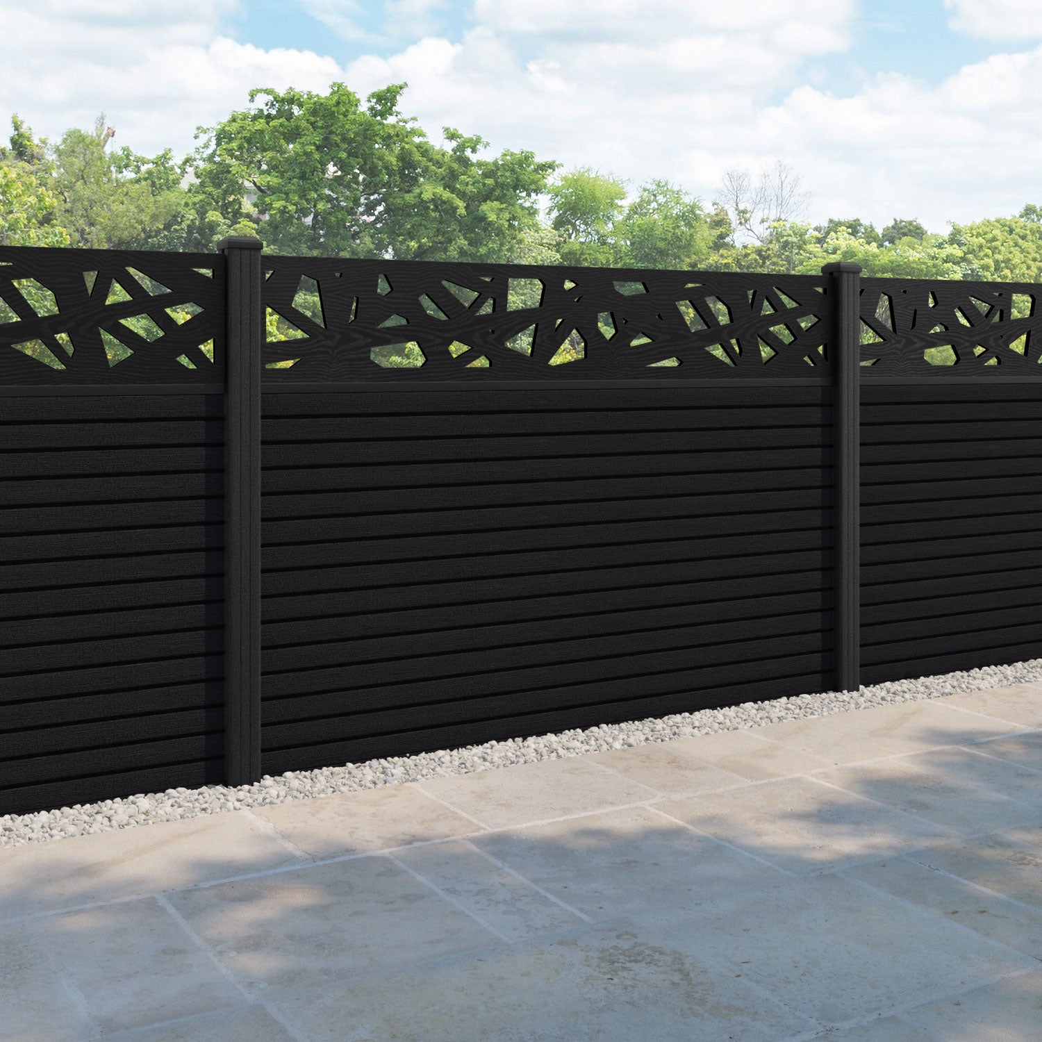 Hudson Prism Fence Panel - Black - with our composite posts