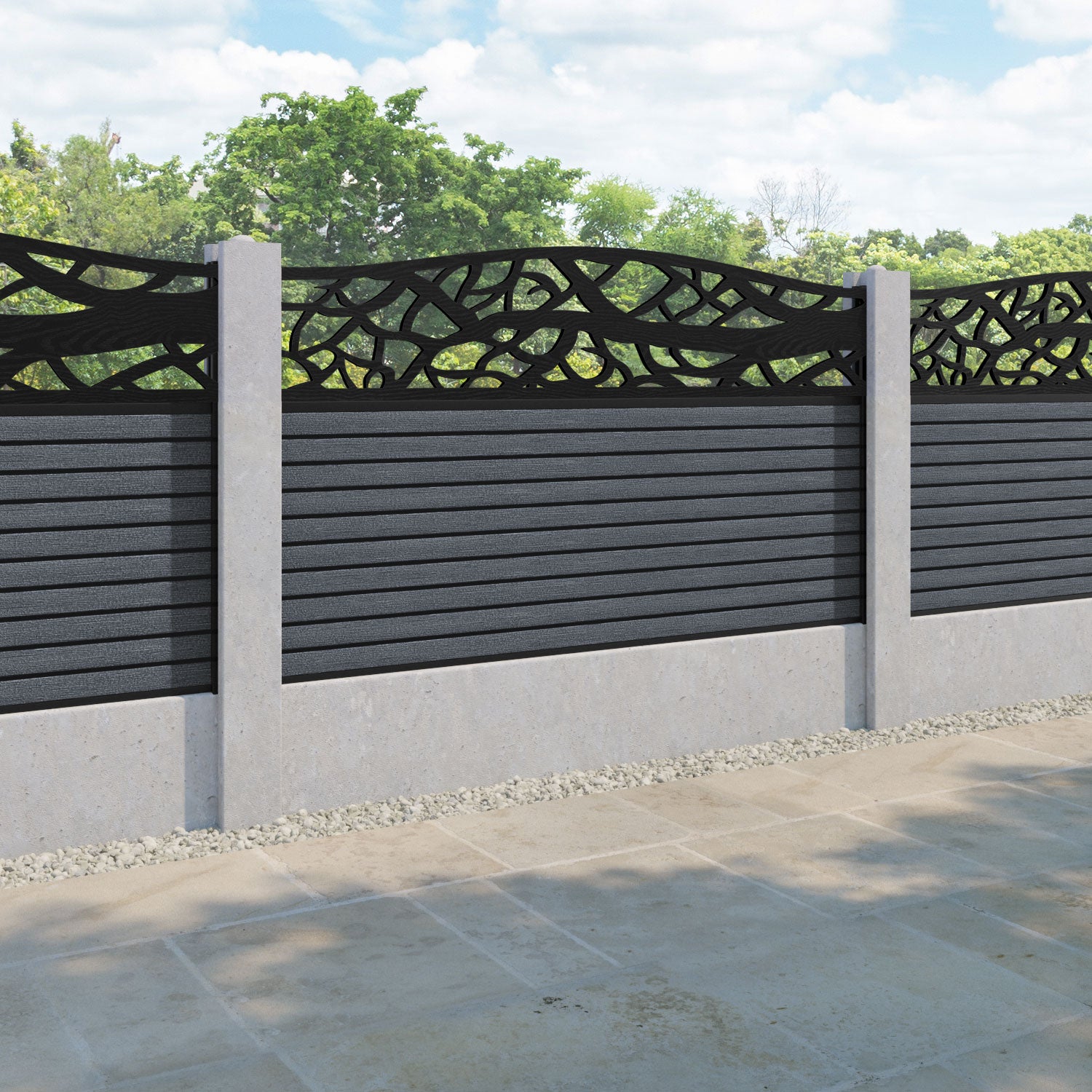 Hudson Twilight Curved Top Fence Panel - Anthracite - for existing concrete posts