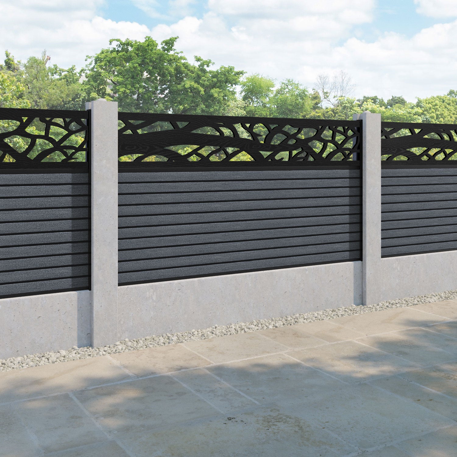 Hudson Twilight Fence Panel - Anthracite - for existing concrete posts