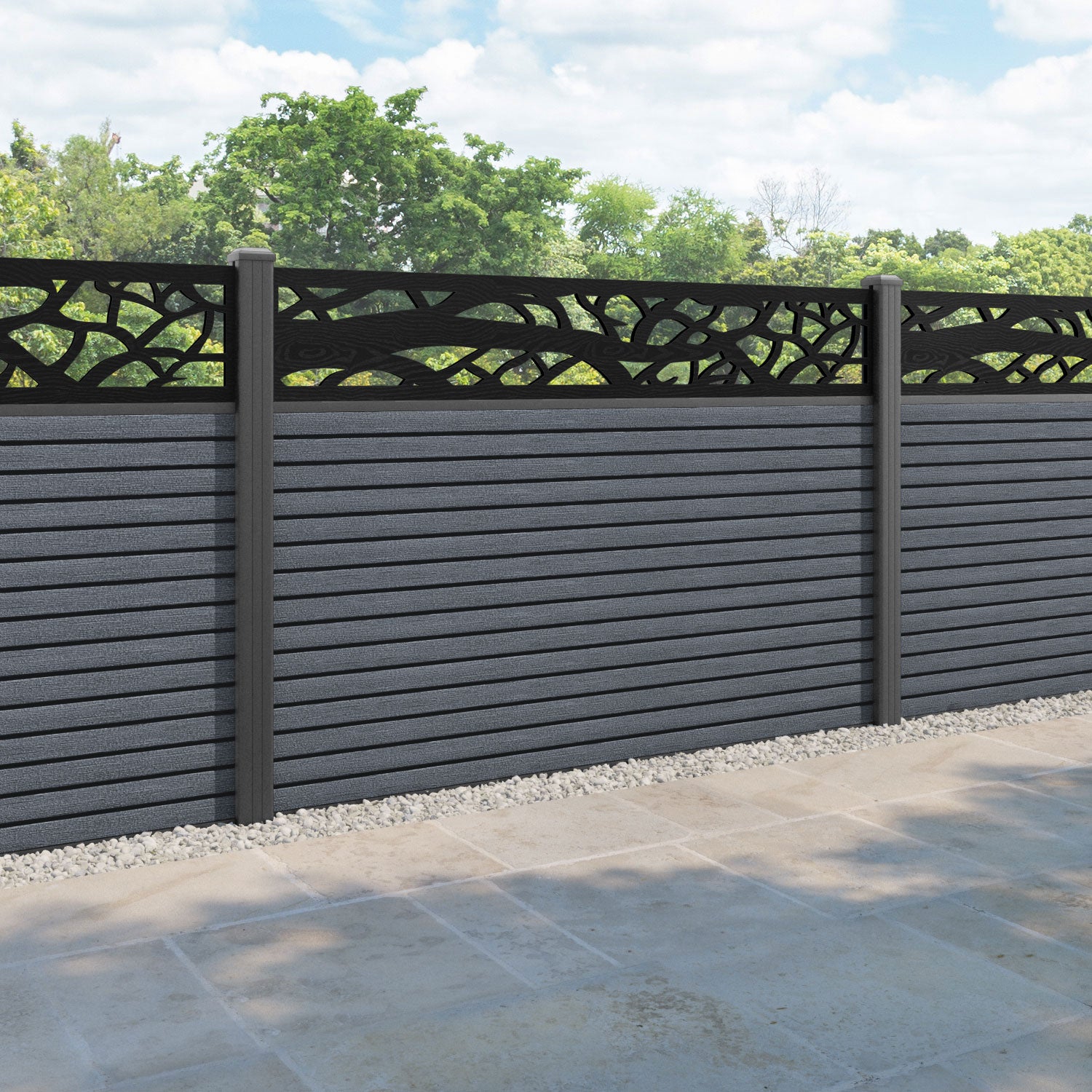 Hudson Twilight Fence Panel - Anthracite - with our aluminium posts
