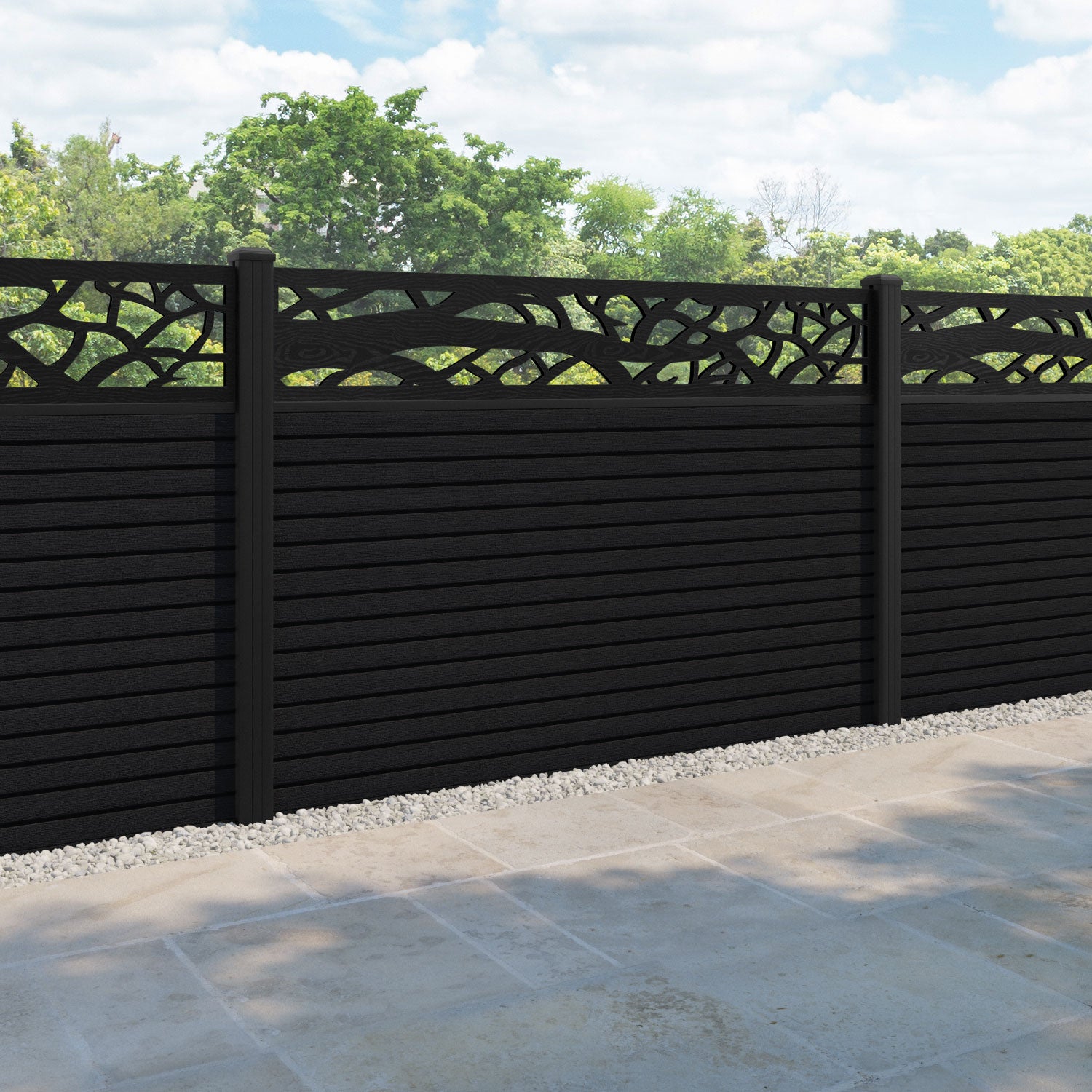 Hudson Twilight Fence Panel - Black - with our aluminium posts