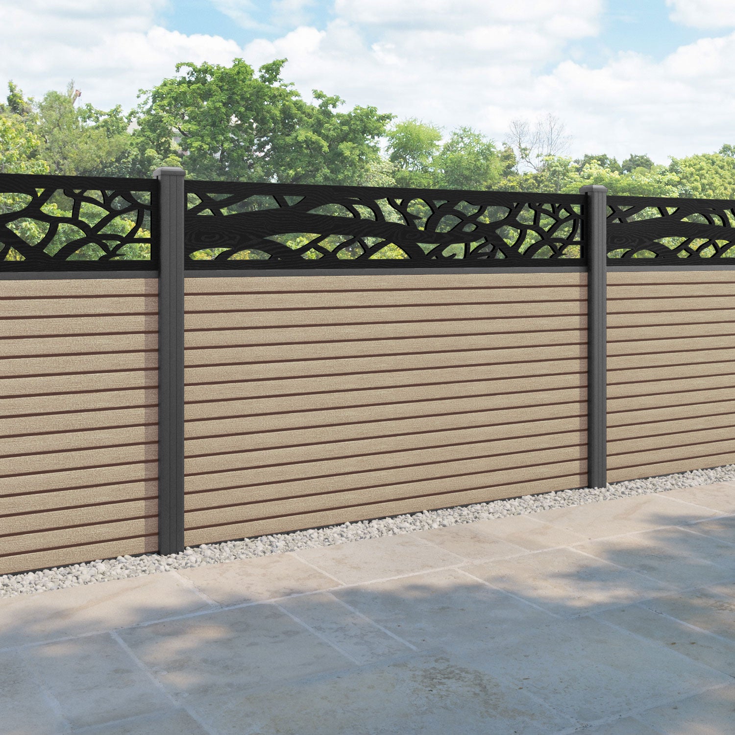 Hudson Twilight Fence Panel - Light Oak - with our aluminium posts