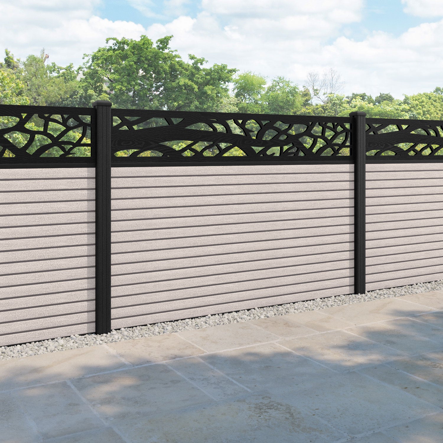 Hudson Twilight Fence Panel - Mid Stone - with our composite posts