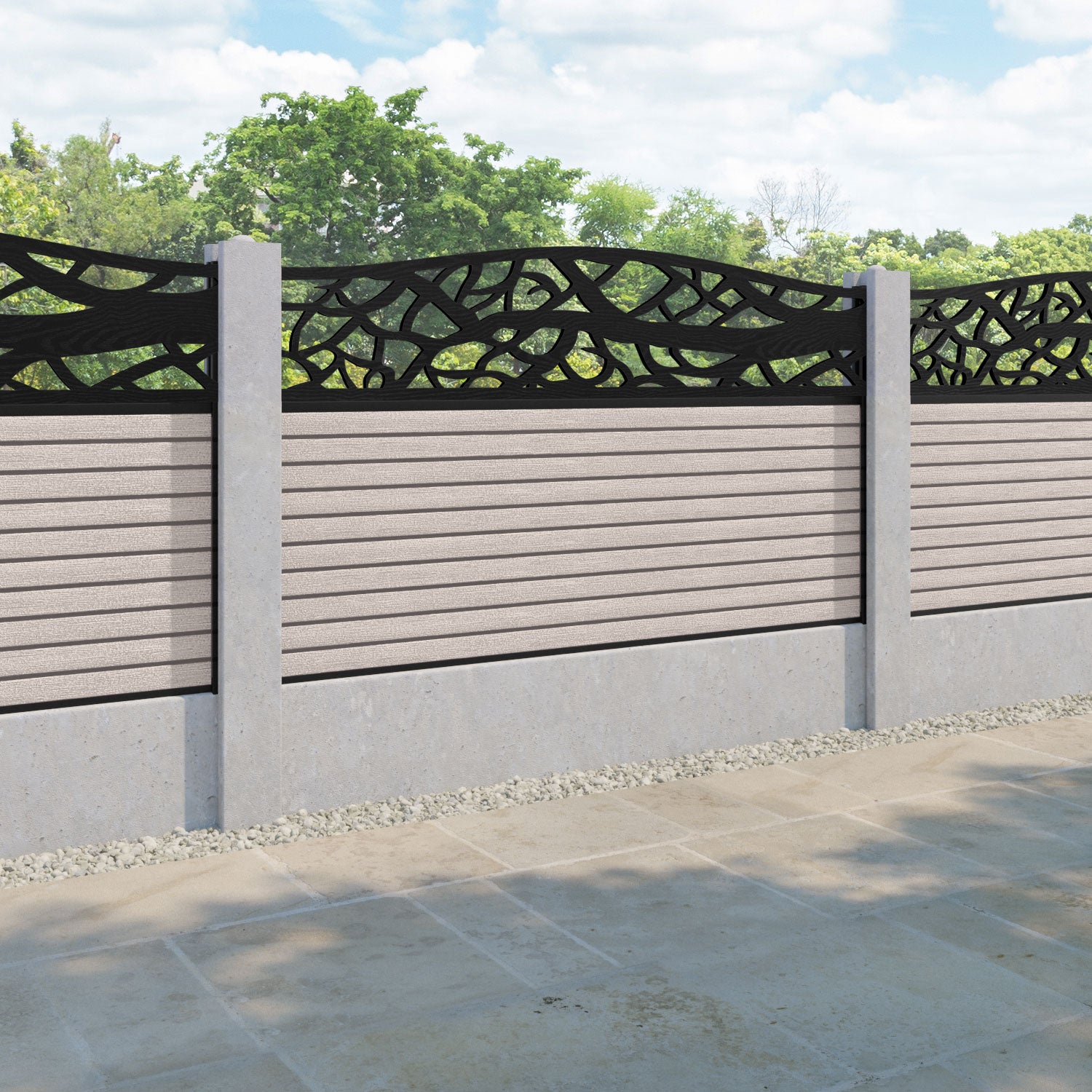 Hudson Twilight Curved Top Fence Panel - Mid Stone - for existing concrete posts