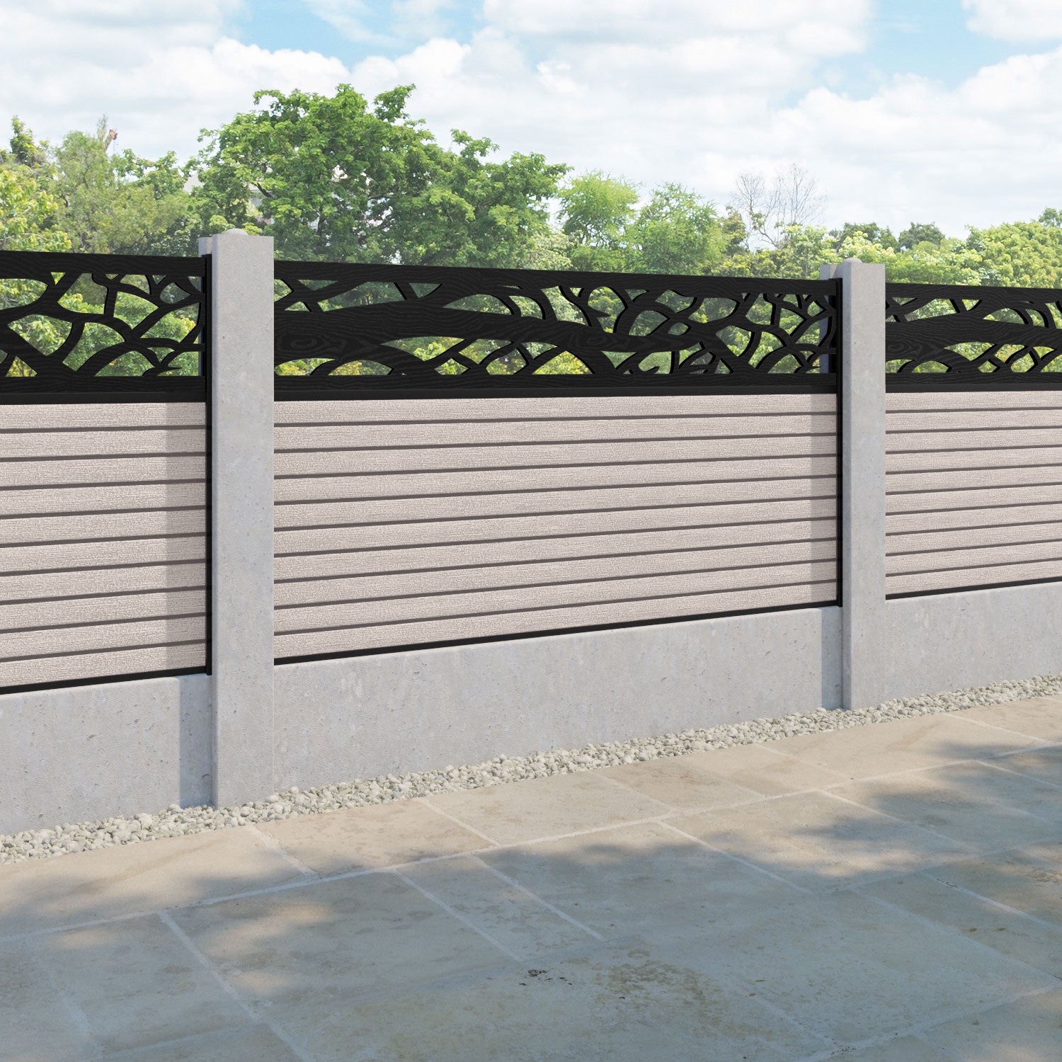 Hudson Twilight Fence Panel - Mid Stone - for existing concrete posts