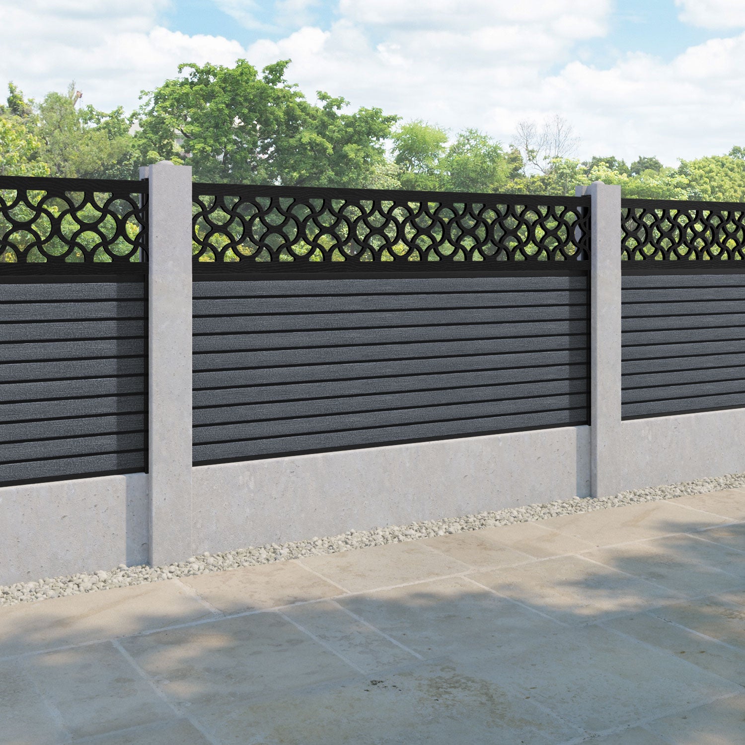 Hudson Vida Fence Panel - Anthracite - for existing concrete posts