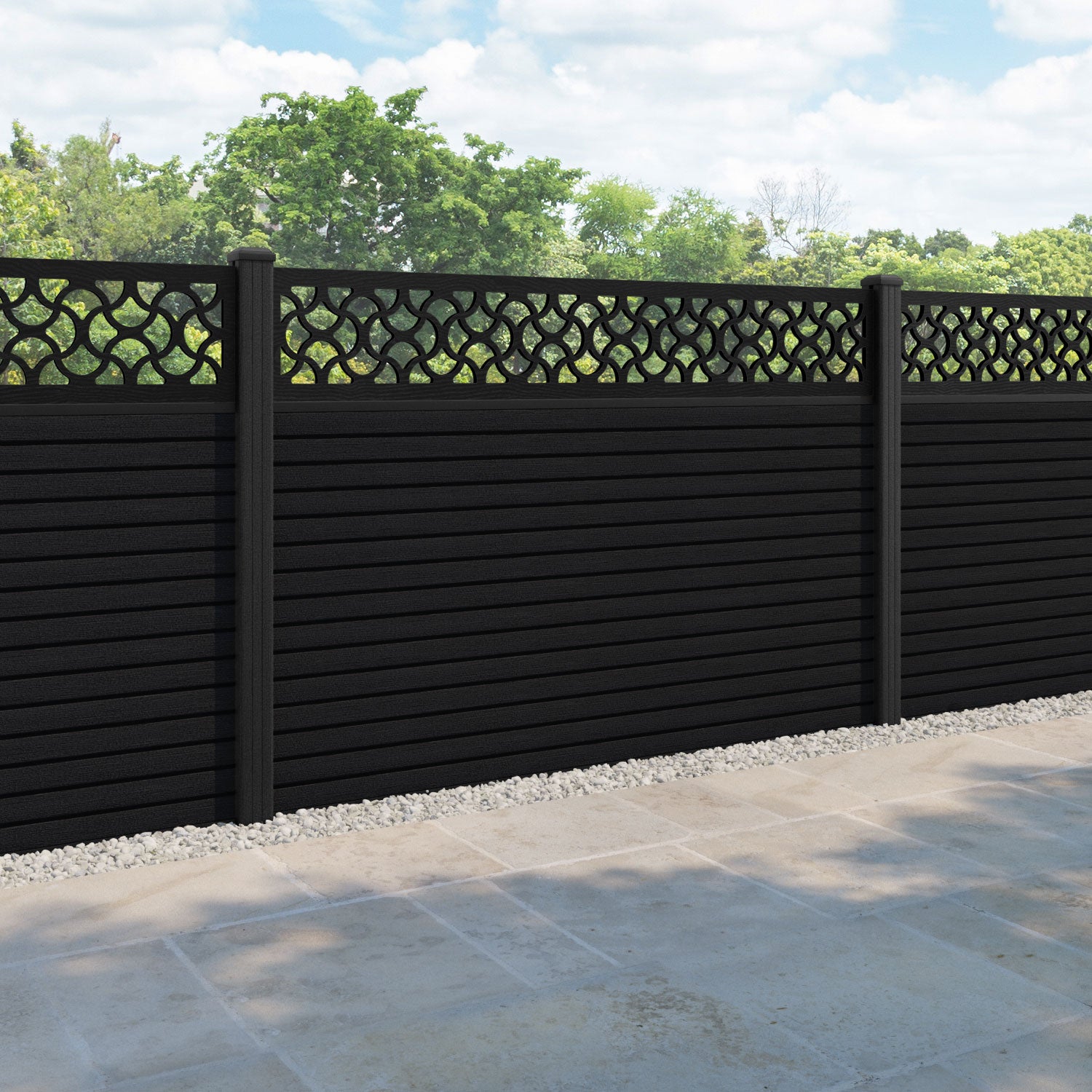 Hudson Vida Fence Panel - Black - with our composite posts