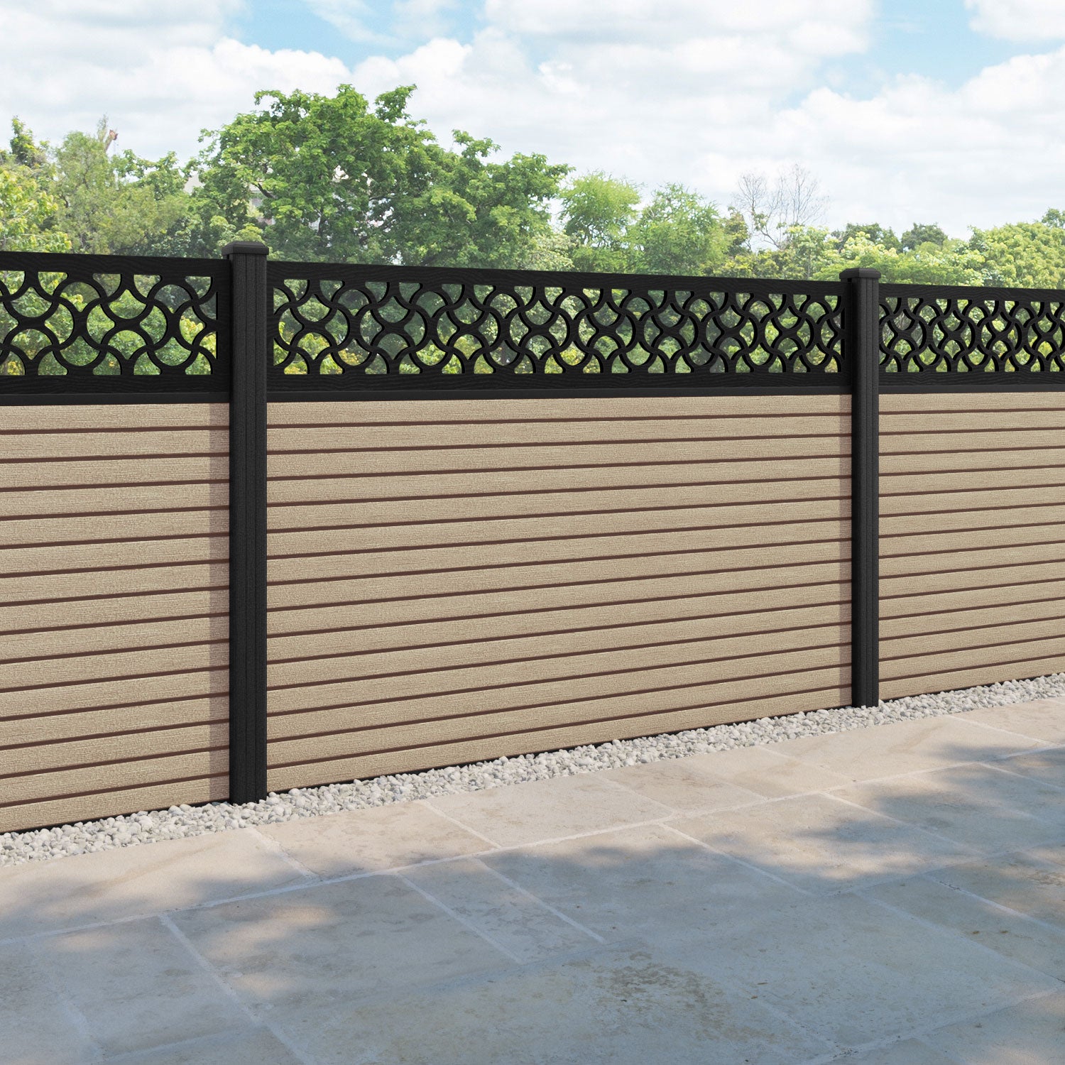 Hudson Vida Fence Panel - Light Oak - with our composite posts