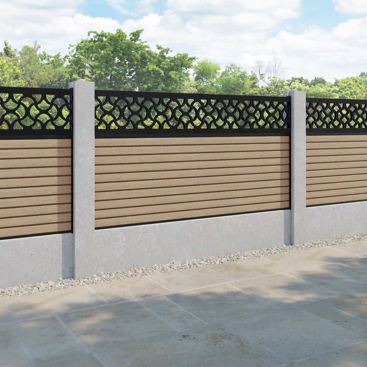 Hudson Vida Fence Panel - Light Oak - for existing concrete posts