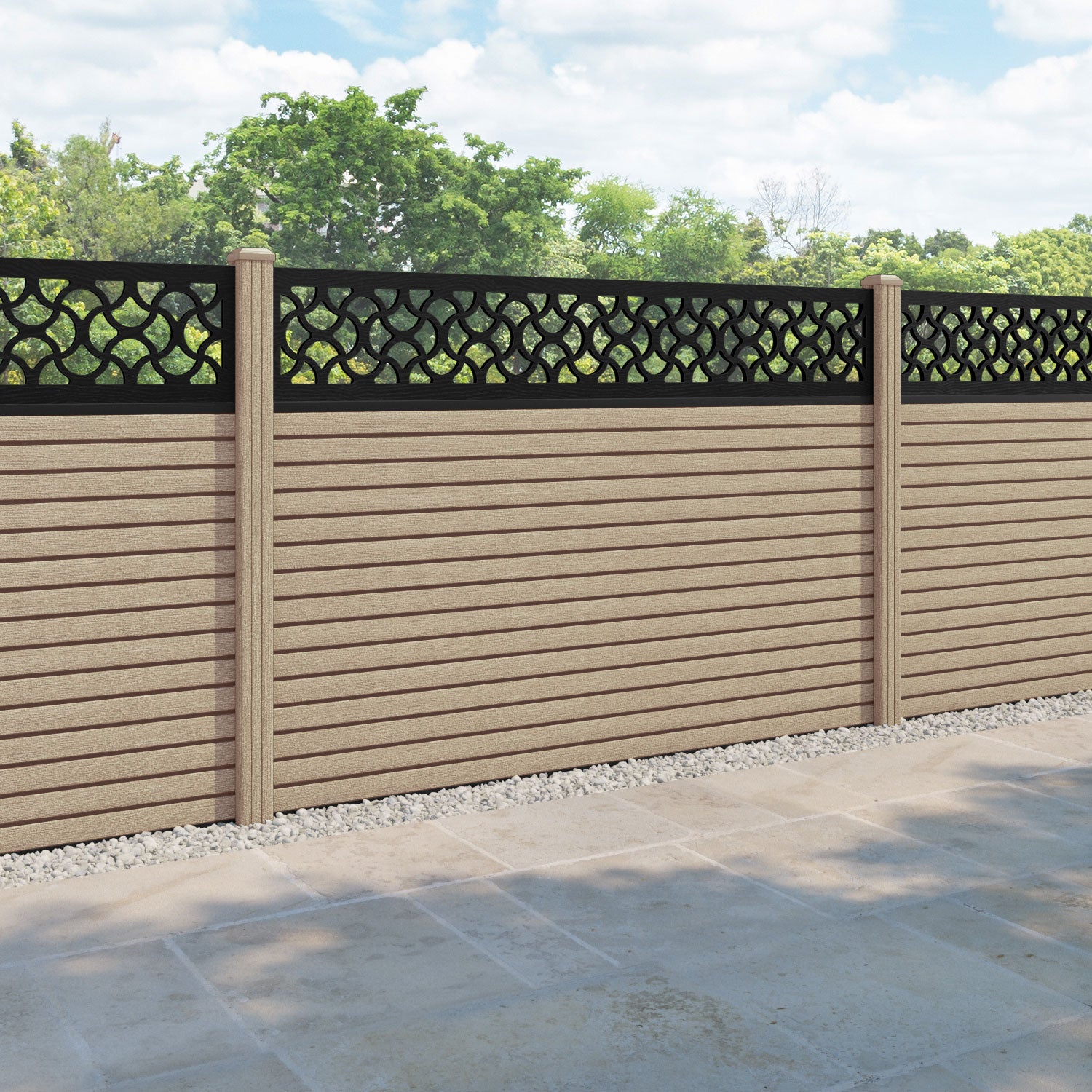 Hudson Vida Fence Panel - Light Oak - with our composite posts