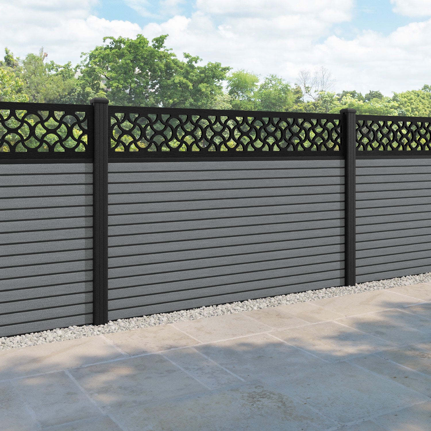 Hudson Vida Fence Panel - Mid Grey - with our composite posts