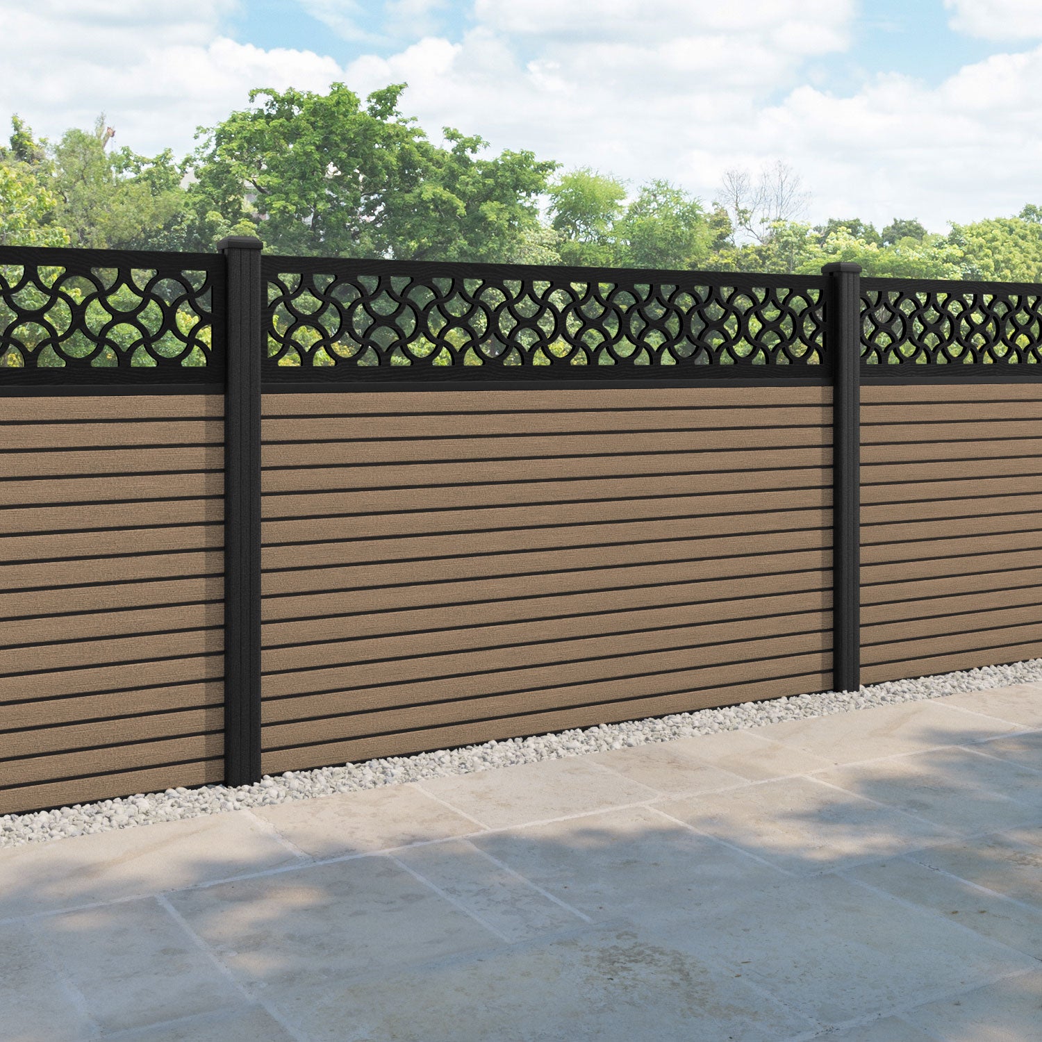 Hudson Vida Fence Panel - Teak - with our composite posts