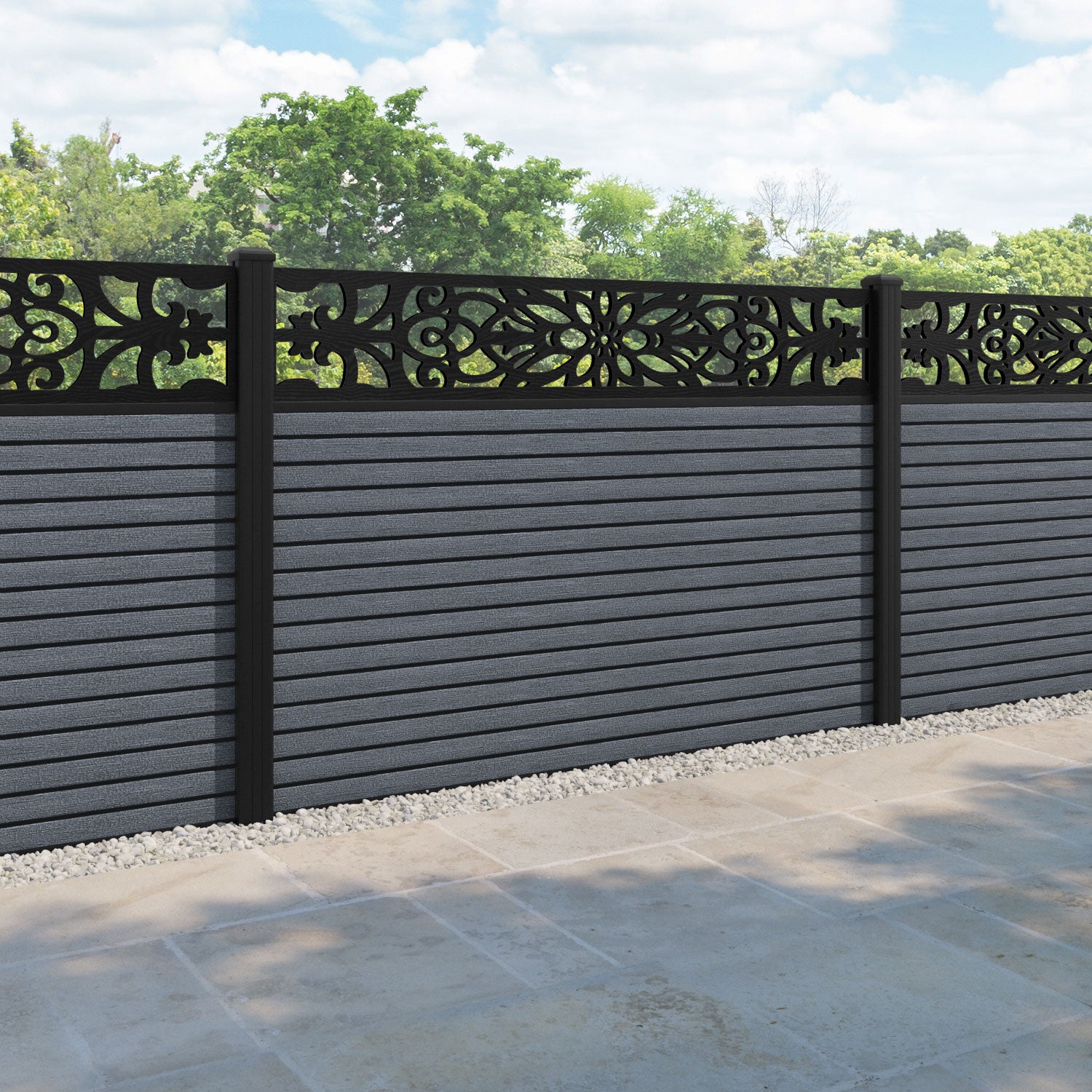 Hudson Windsor Fence Panel - Anthracite - with our aluminium posts
