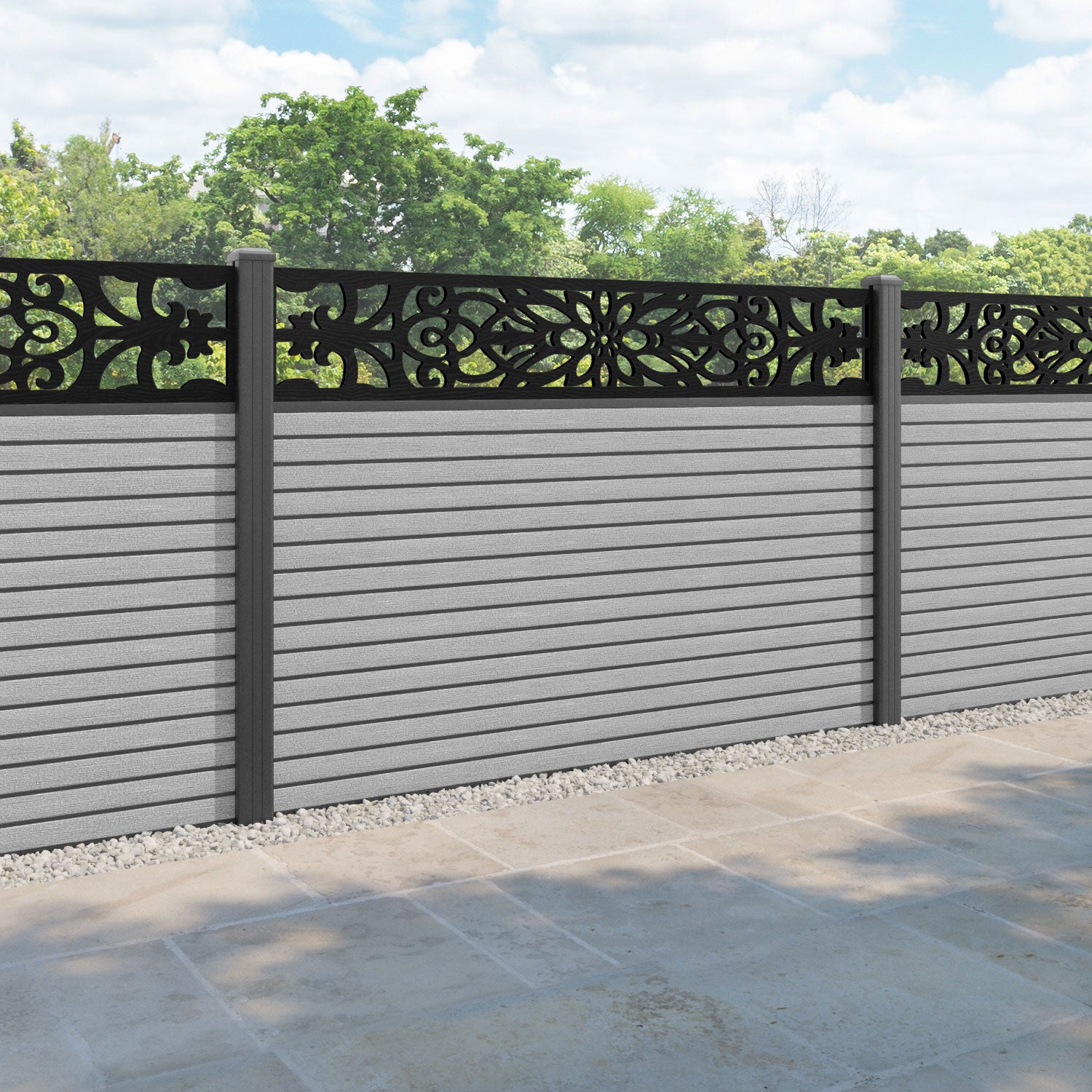 Hudson Windsor Fence Panel - Light Grey - with our aluminium posts