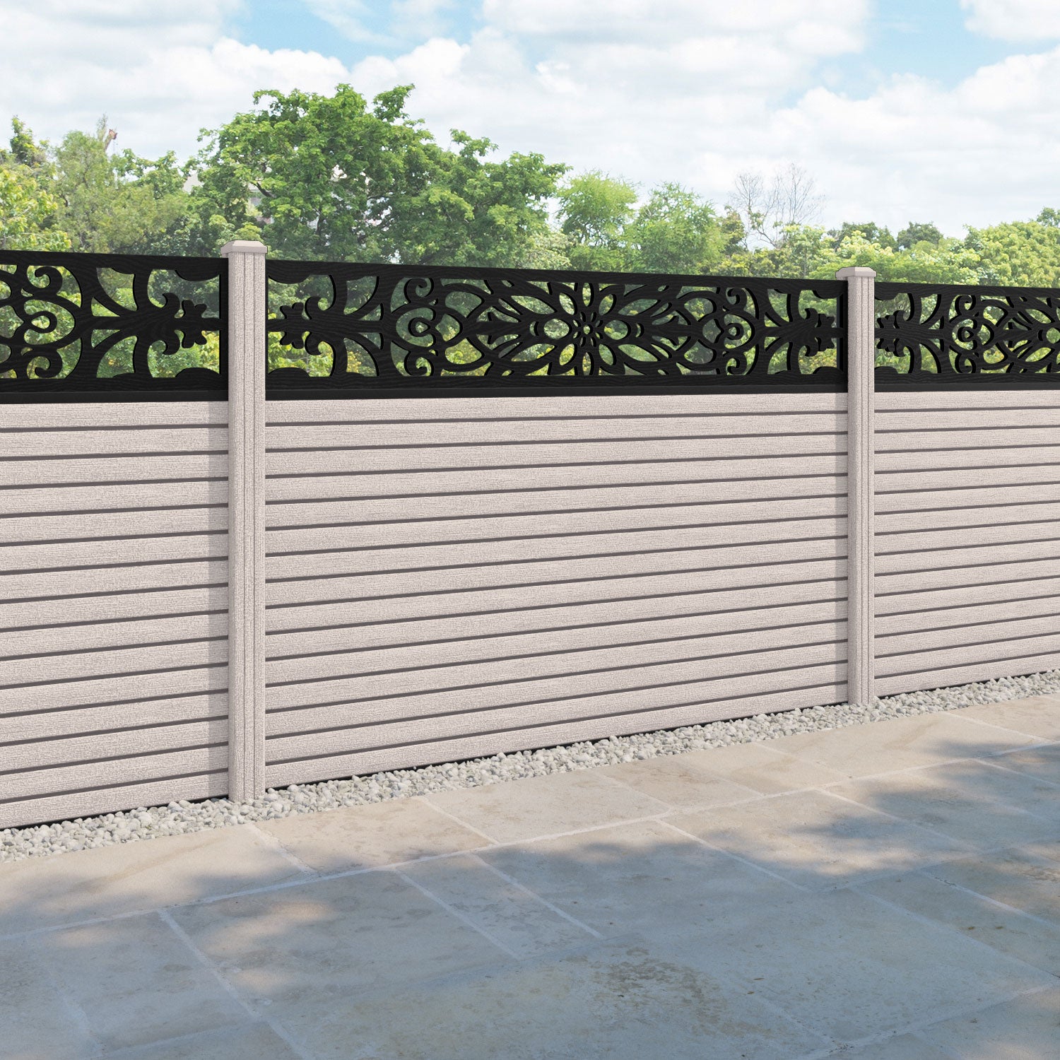 Hudson Windsor Fence Panel - Mid Stone - with our composite posts