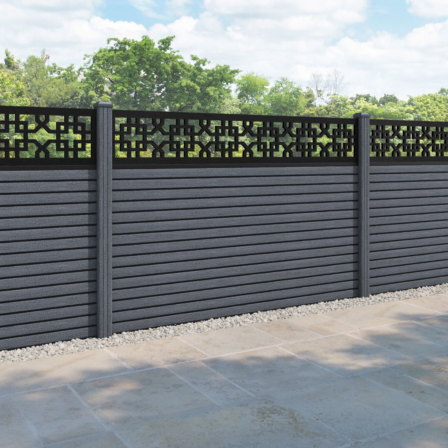 Hudson Zaria Fence Panel - Anthracite - with our composite posts