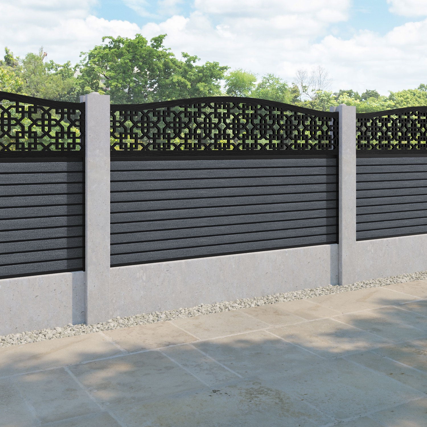 Hudson Zaria Curved Top Fence Panel - Anthracite - for existing concrete posts