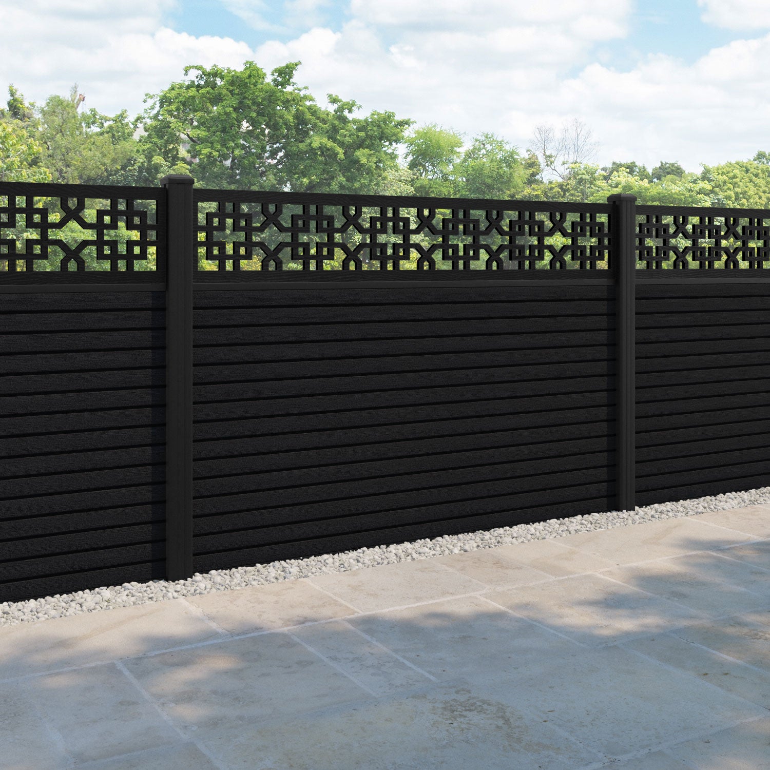 Hudson Zaria Fence Panel - Black - with our aluminium posts