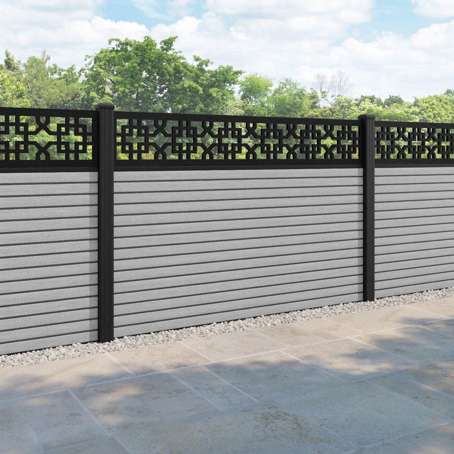 Hudson Zaria Fence Panel - Light Grey - with our composite posts