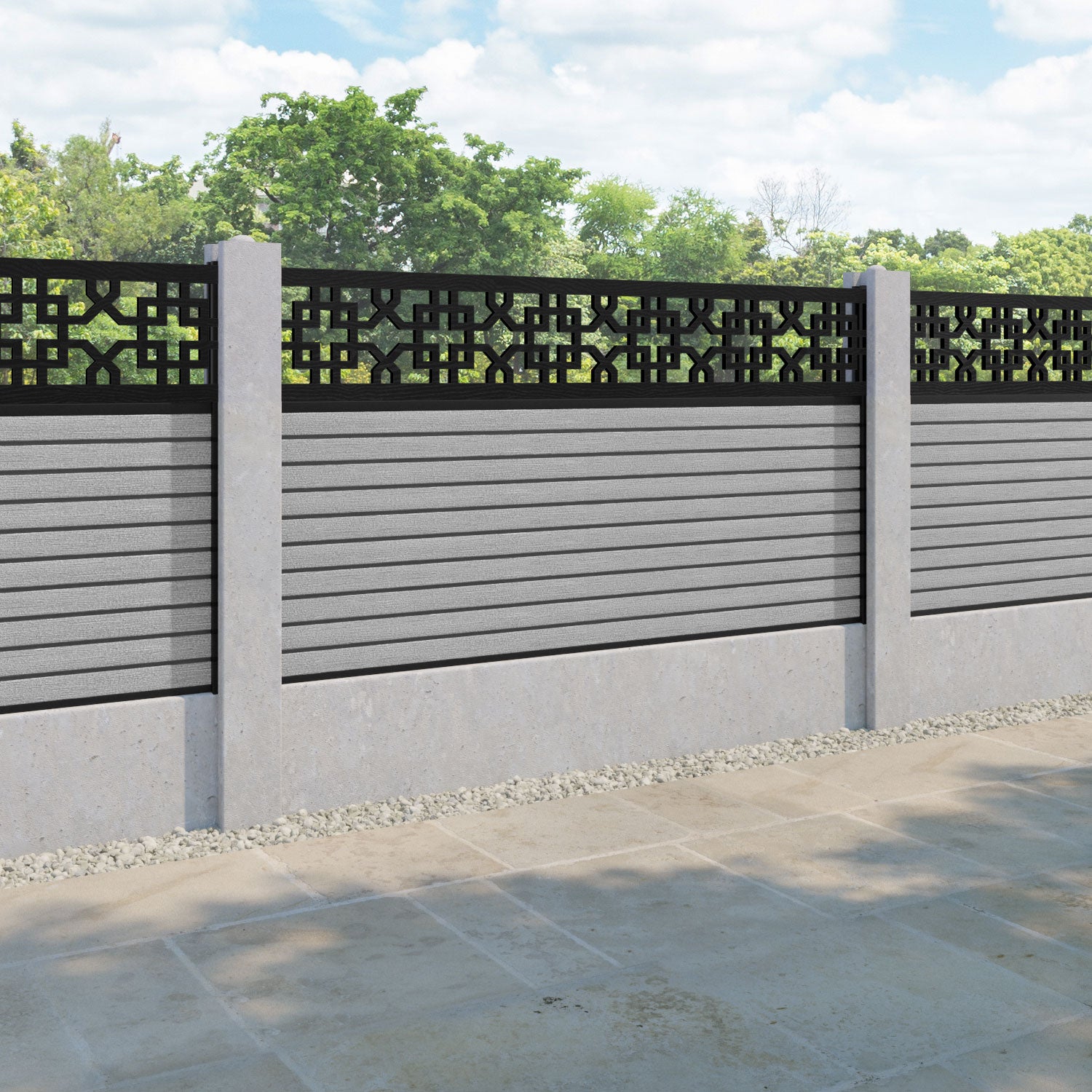 Hudson Zaria Fence Panel - Light Grey - for existing concrete posts