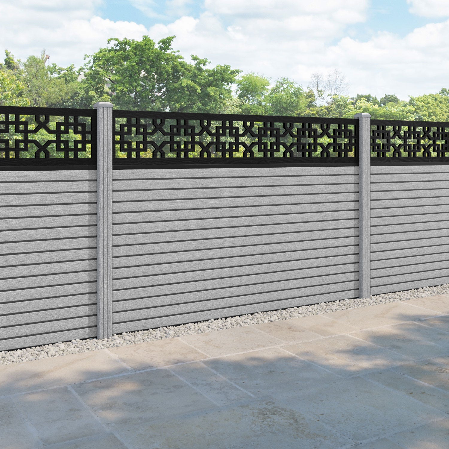 Hudson Zaria Fence Panel - Light Grey - with our composite posts
