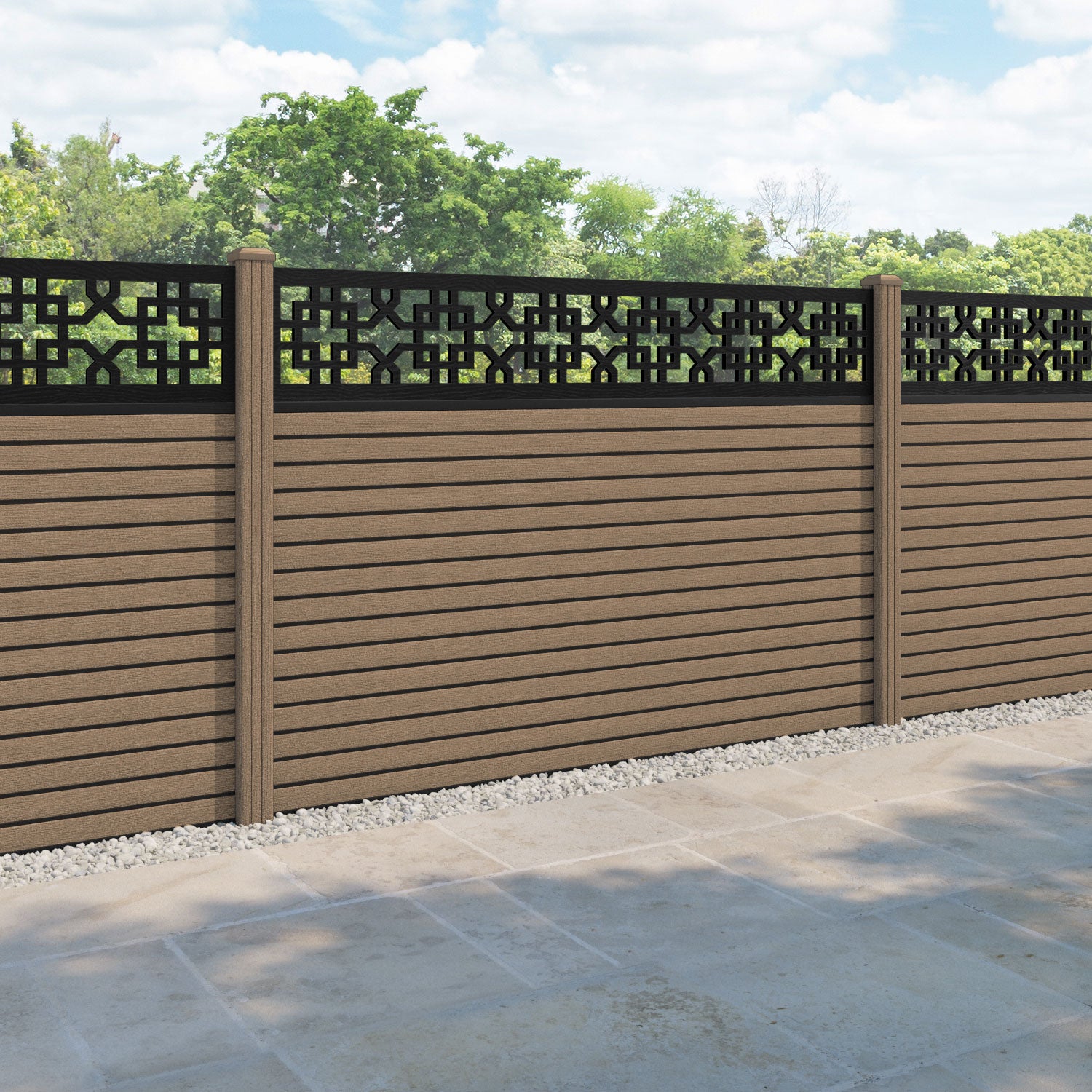 Hudson Zaria Fence Panel - Teak - with our composite posts