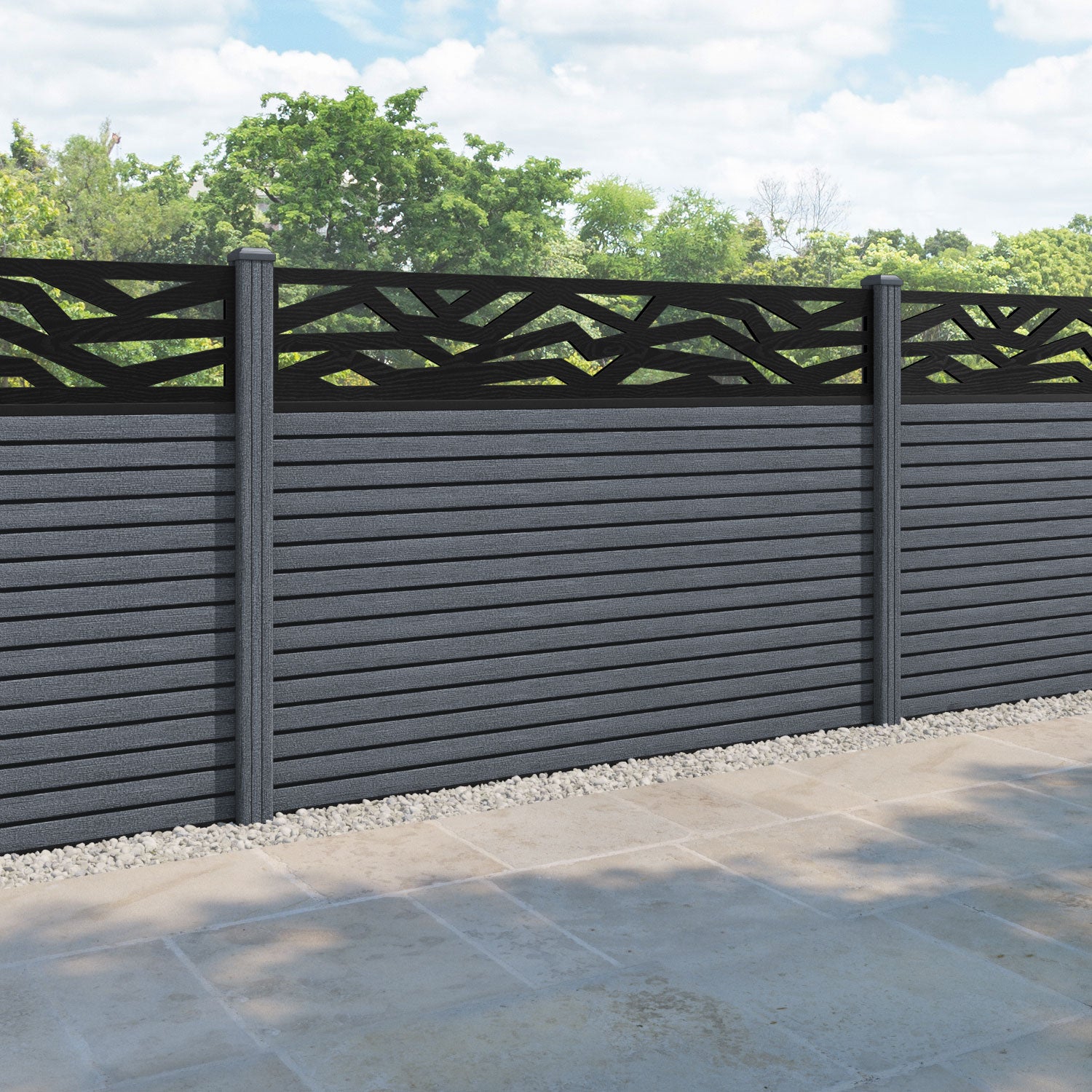Hudson Zenith Fence Panel - Anthracite - with our composite posts