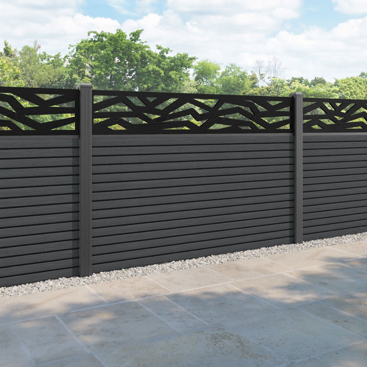 Hudson Zenith Fence Panel - Dark Grey - with our aluminium posts