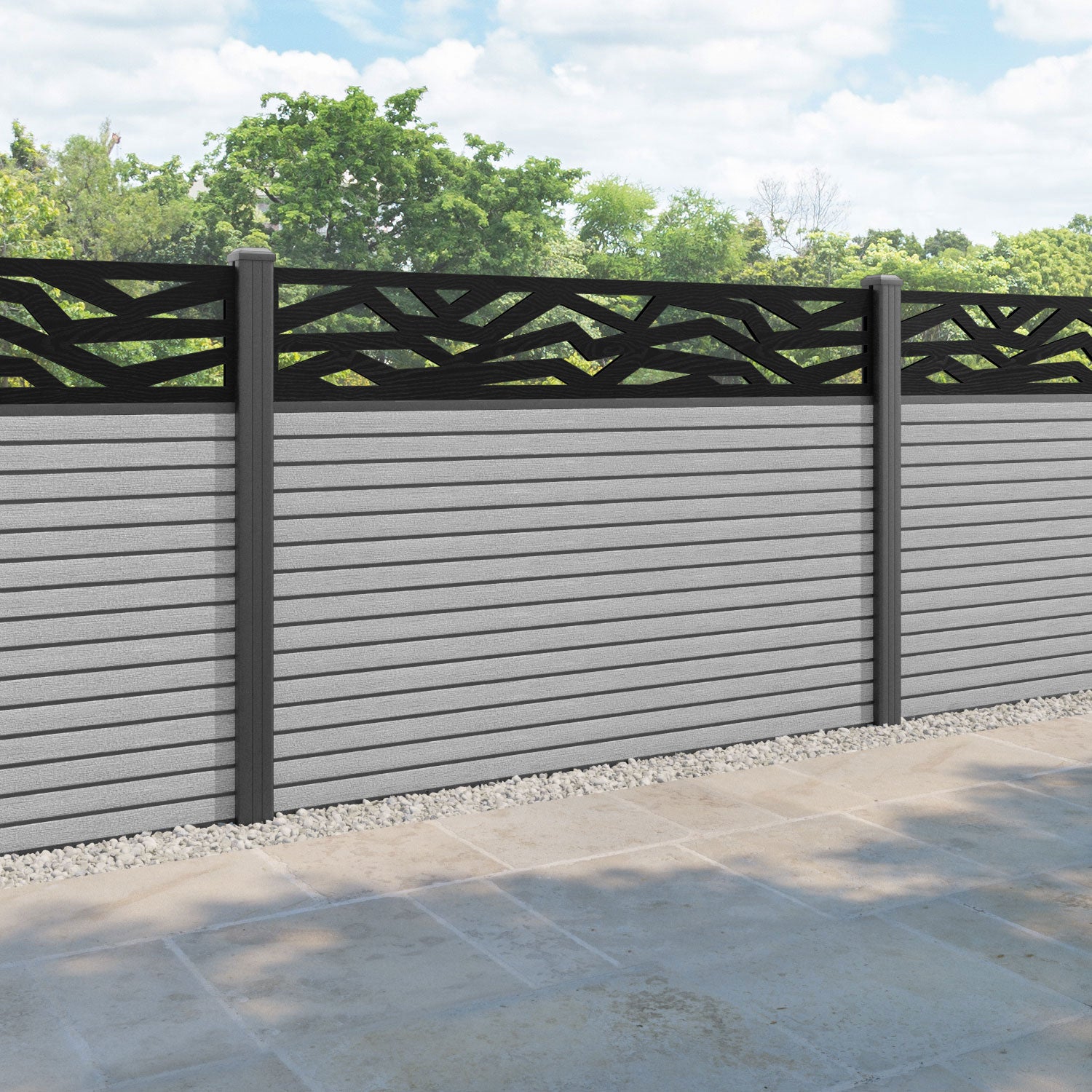 Hudson Zenith Fence Panel - Light Grey - with our aluminium posts