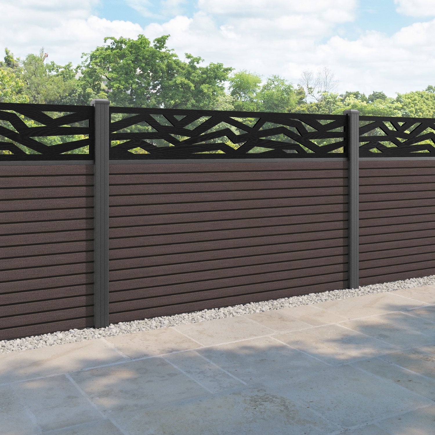 Hudson Zenith Fence Panel - Mid Brown - with our aluminium posts