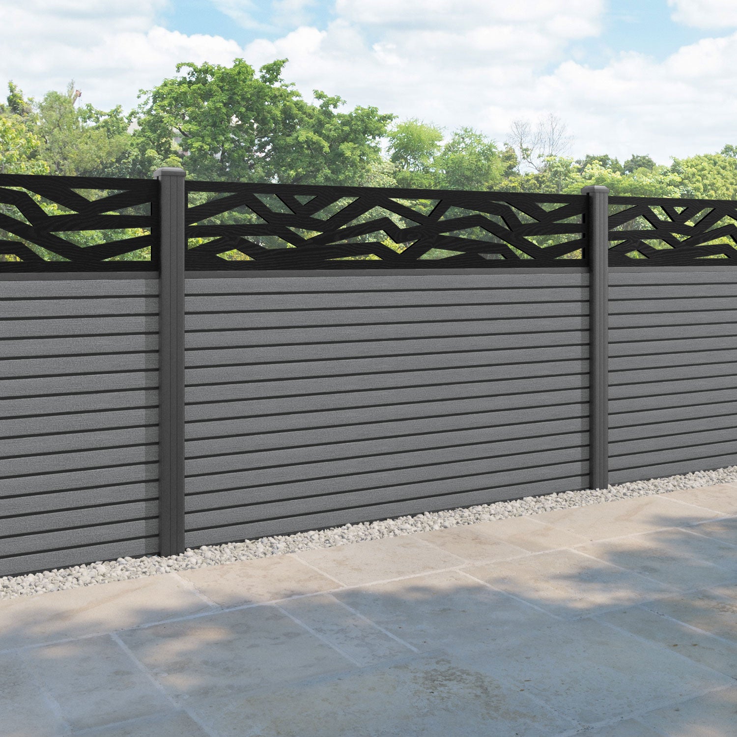 Hudson Zenith Fence Panel - Mid Grey - with our aluminium posts