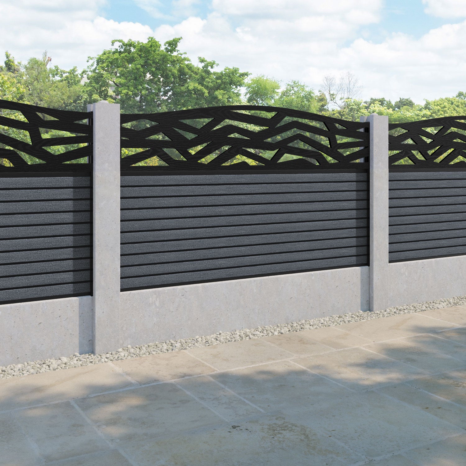 Hudson Zenith Curved Top Fence Panel - Anthracite - for existing concrete posts