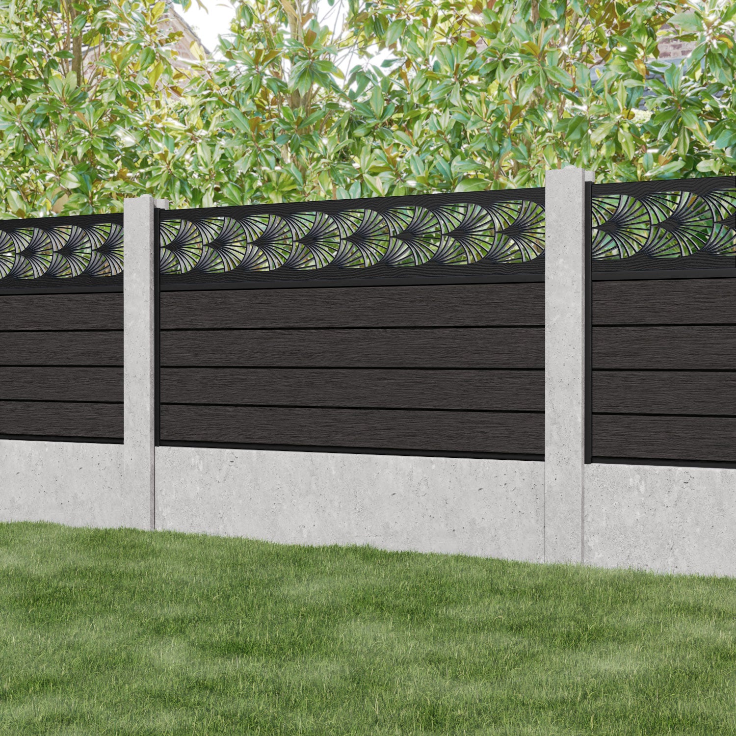 Fusion Laurel Fence Panel - Dark Oak - for existing concrete posts