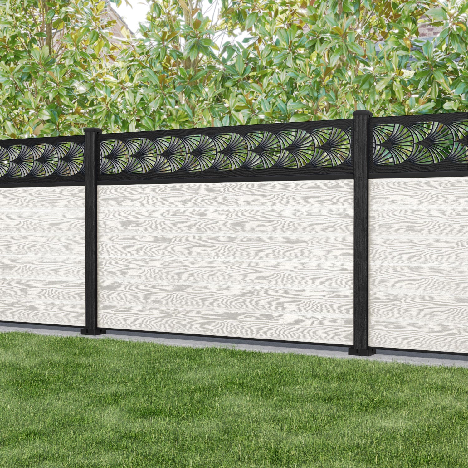 Classic Laurel Fence Panel - Light Stone - with our composite posts