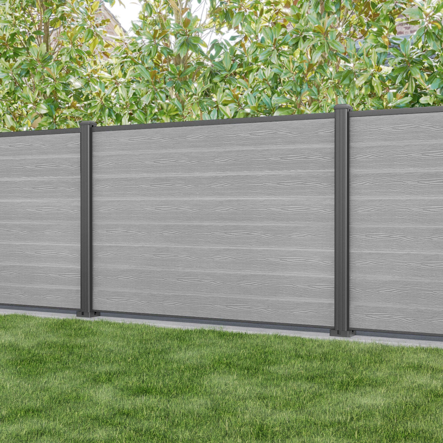 Classic Fence Panel - Light Grey - with our aluminium posts