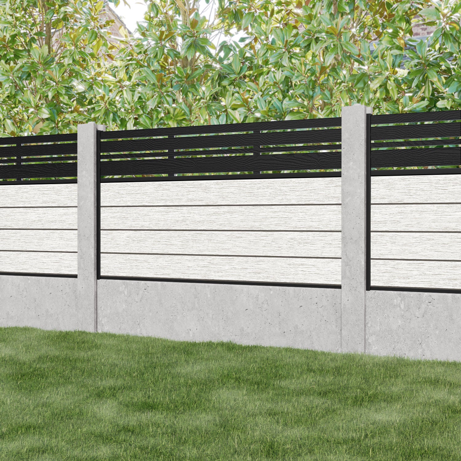 Fusion Linea Fence Panel - Light Stone - for existing concrete posts