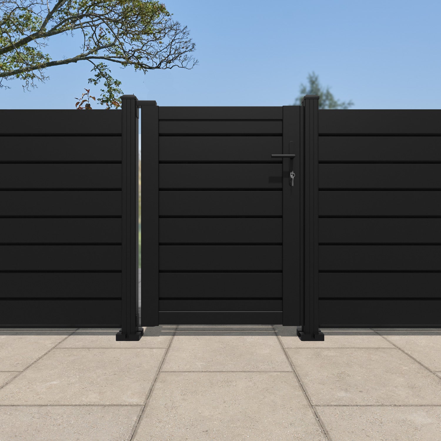 Louvre Aluminium Pedestrian Gate - Black